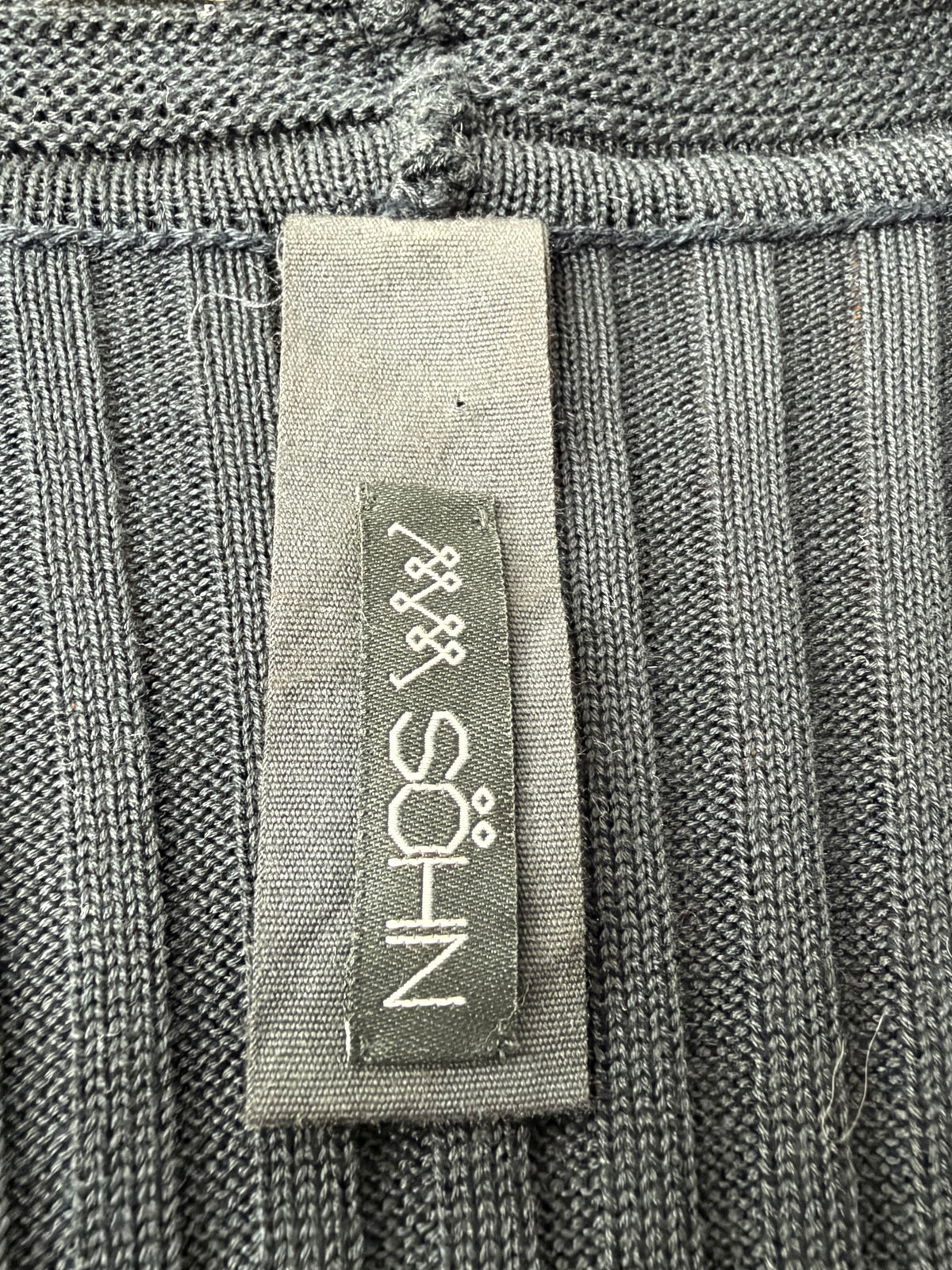 MM SÖHN Black Rib Knit & White Whipstitch Long Cardigan - AU10/12