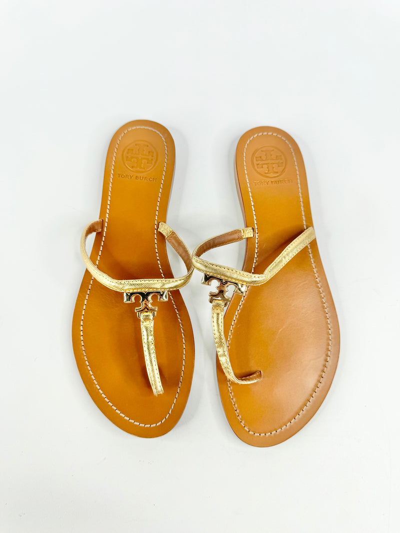 Tory Burch Metallic Gold Thongs  - EU40