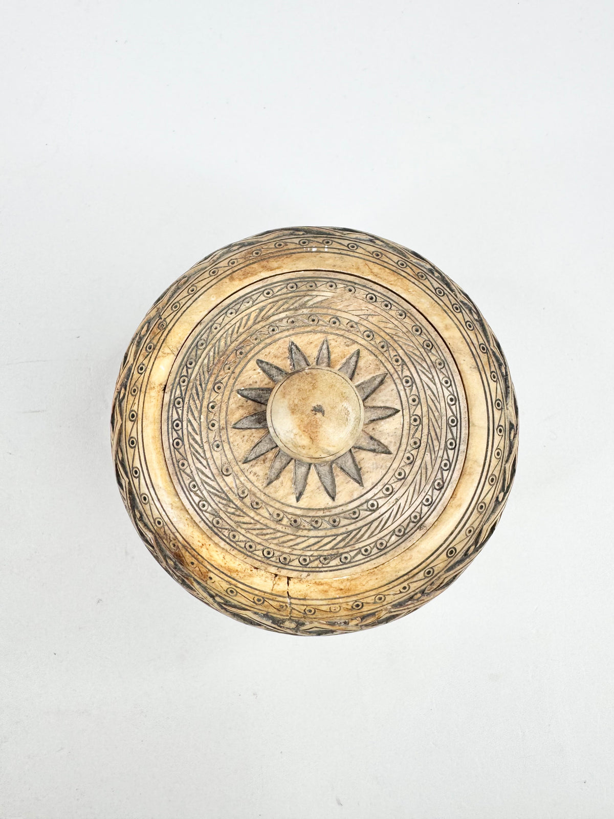 Stone Carved Brown Glazed Covered Box