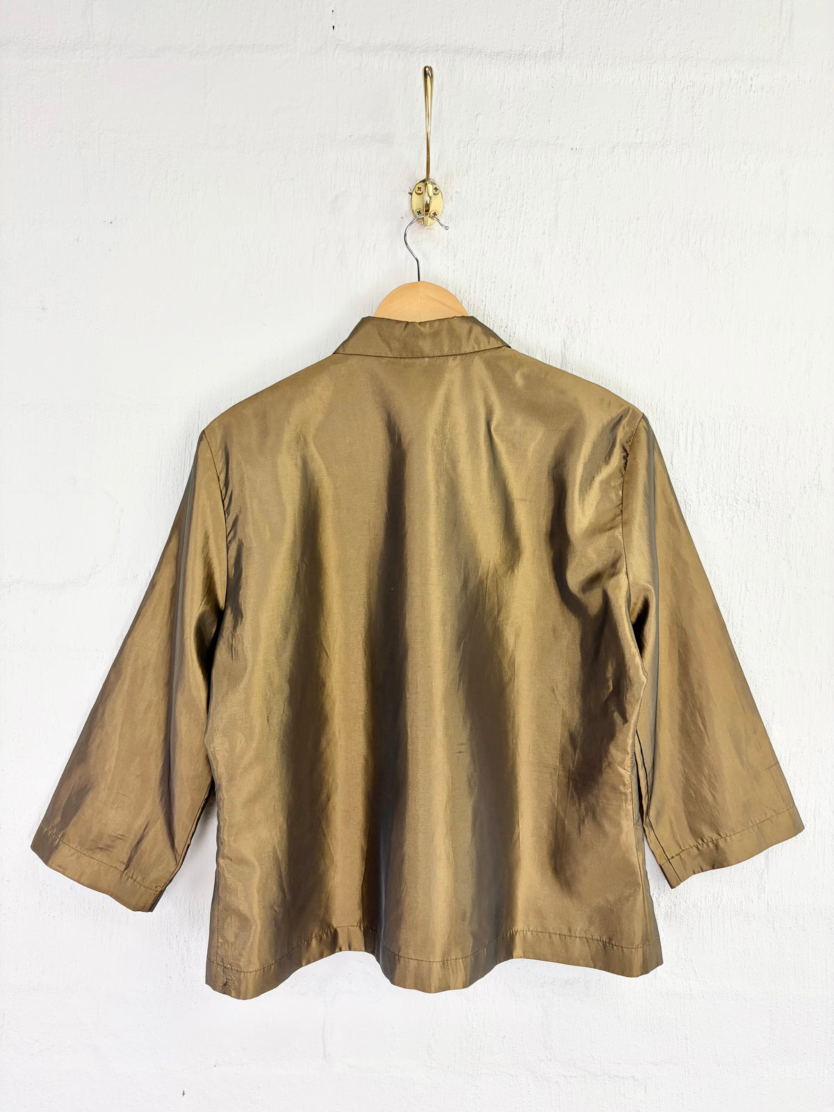 Carla Zampatti Olive Green Duo-Tone Blouse - AU14