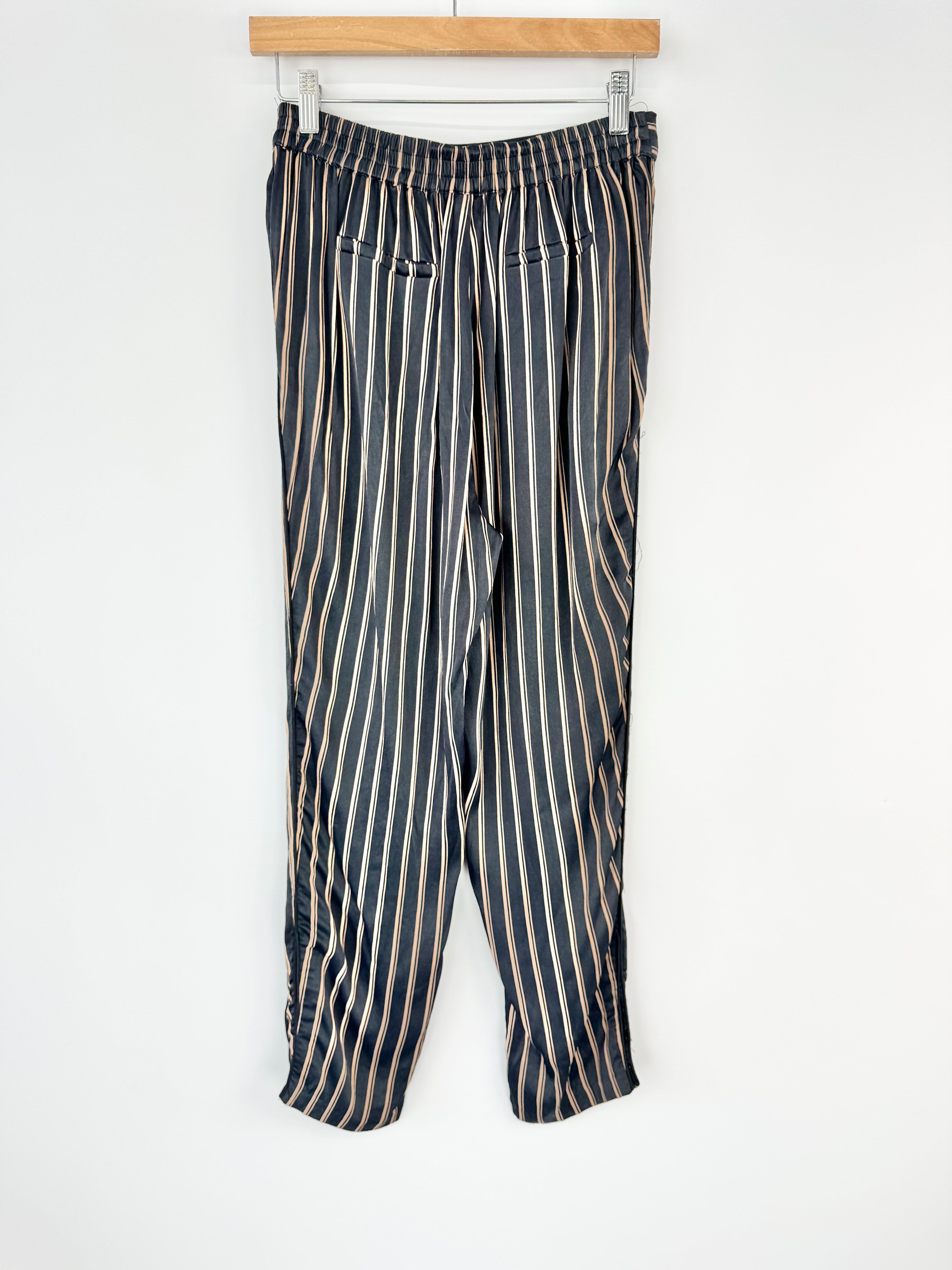 Husk Black & Caramel Striped Silky Slacks - AU8
