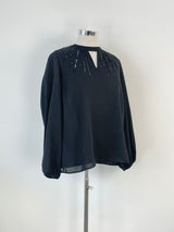 Liz Jordan Black Keyhole-Neck Sequin Blouse NWT - AU18