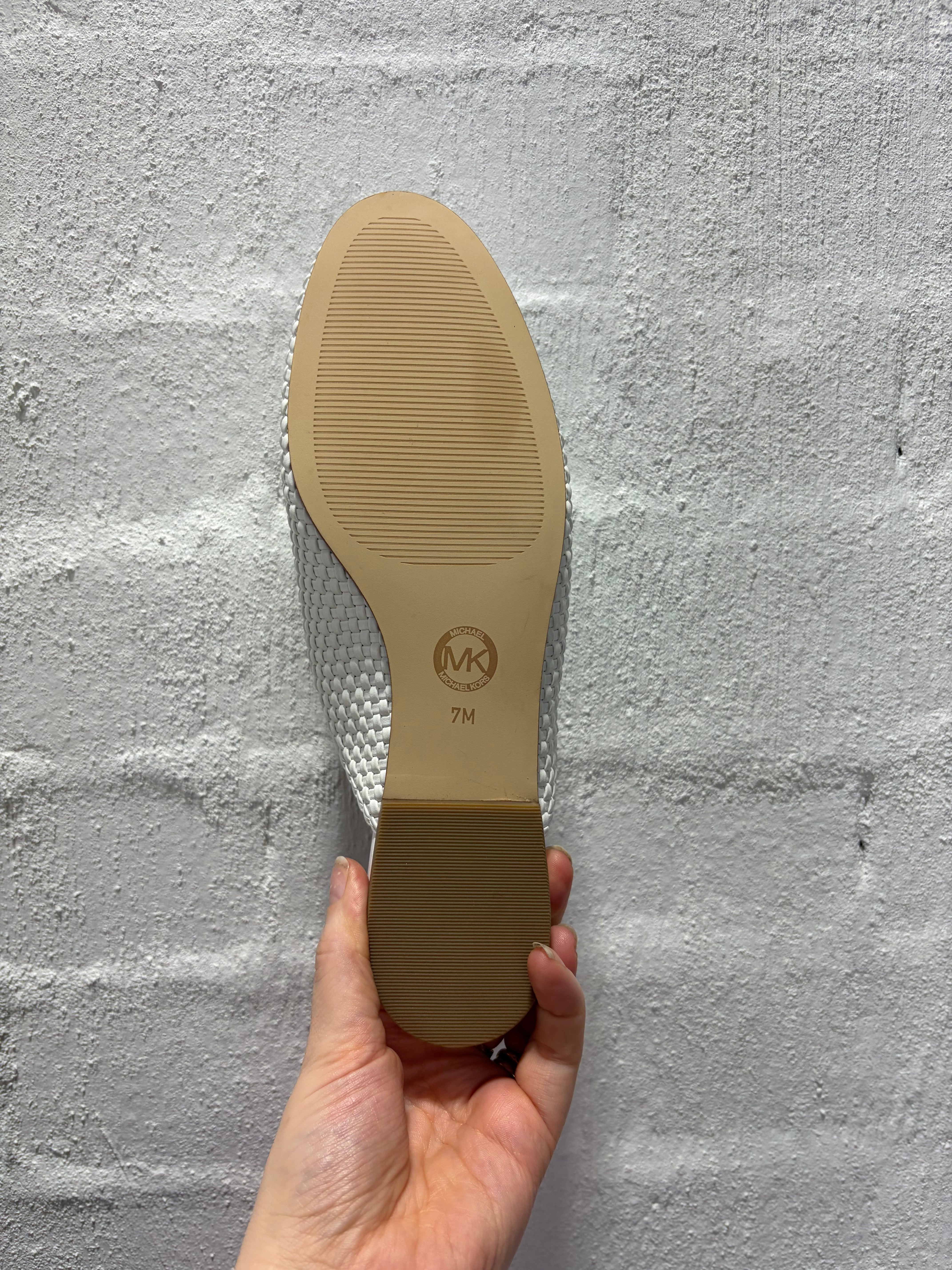Michael Kors White 'Charlton' Woven Mules - EU38