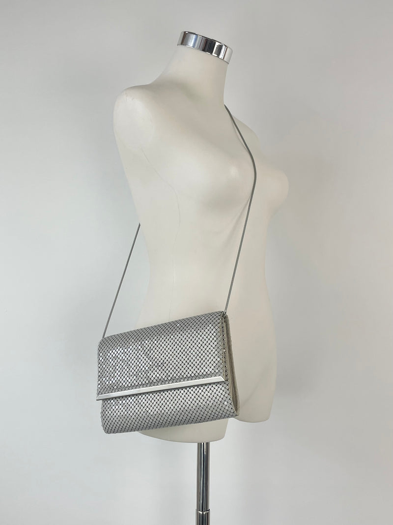 Vintage 70s Opera Mesh Grey Crossbody Bag