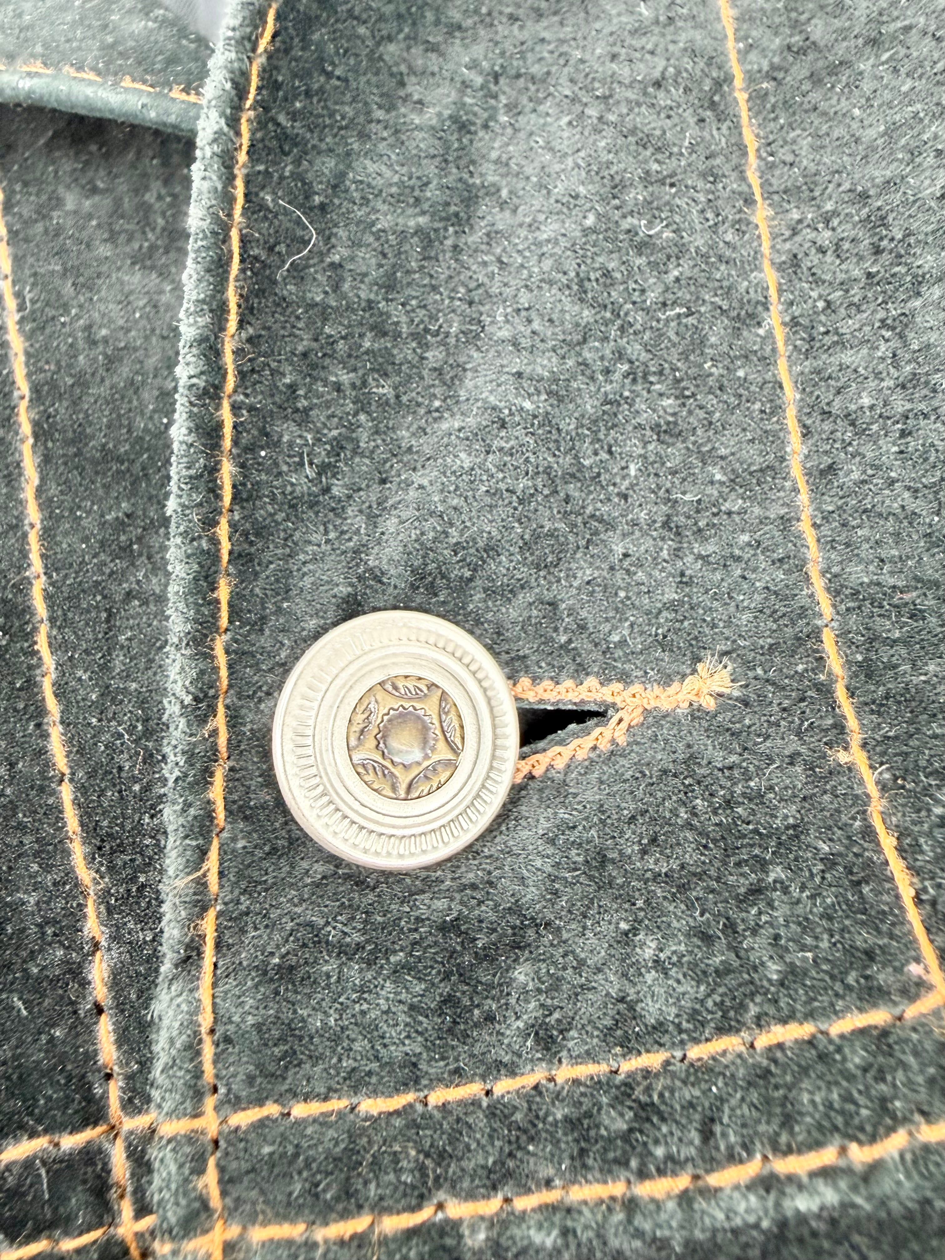 Siricco Mickey Mouse Black Suede Button Down Jacket - AU10