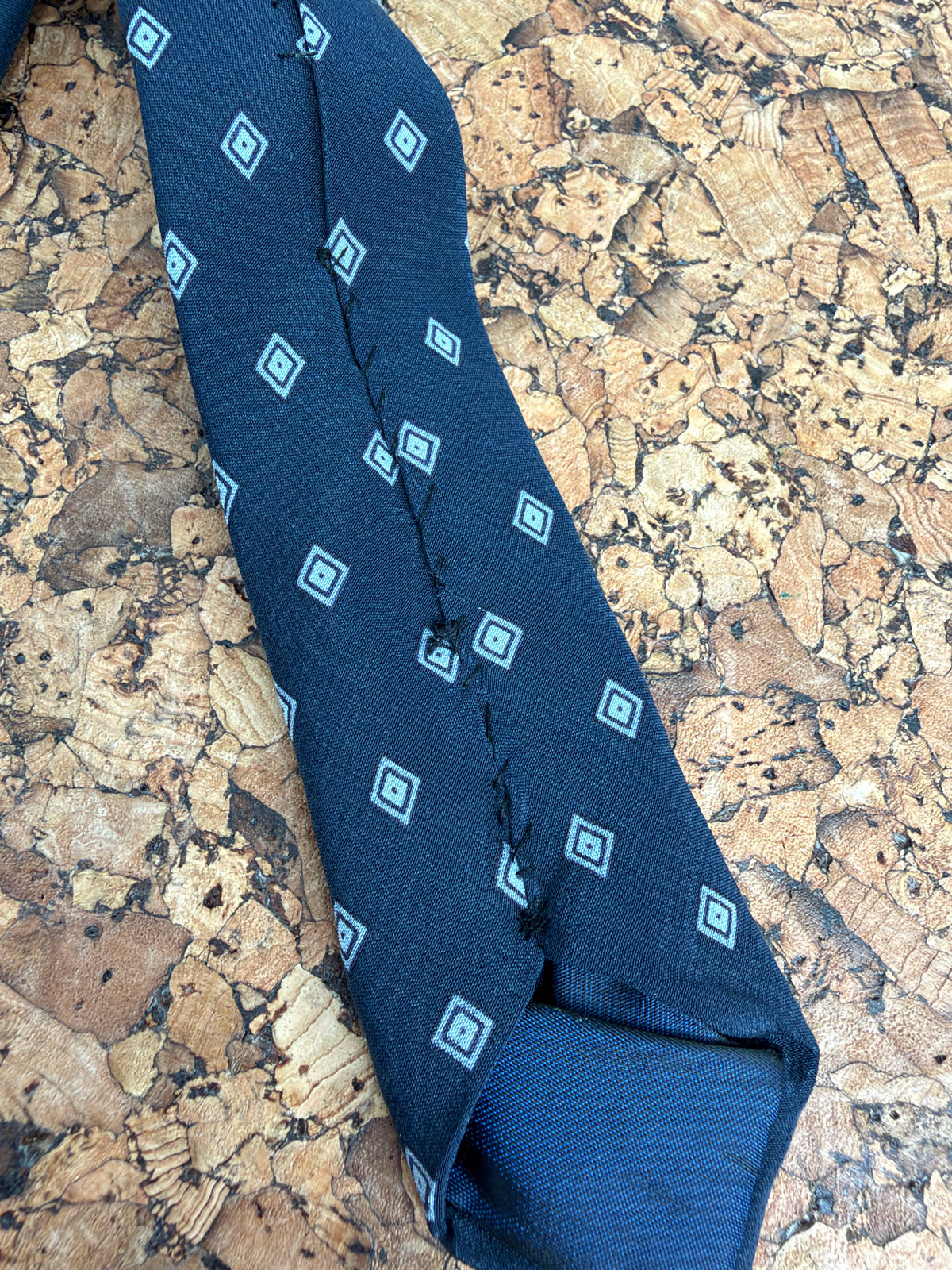 Lanvin Navy & Grey Patterned Silk Tie