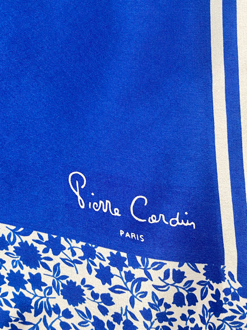 Pierre Cardin Electric Blue Floral Silk Scarf