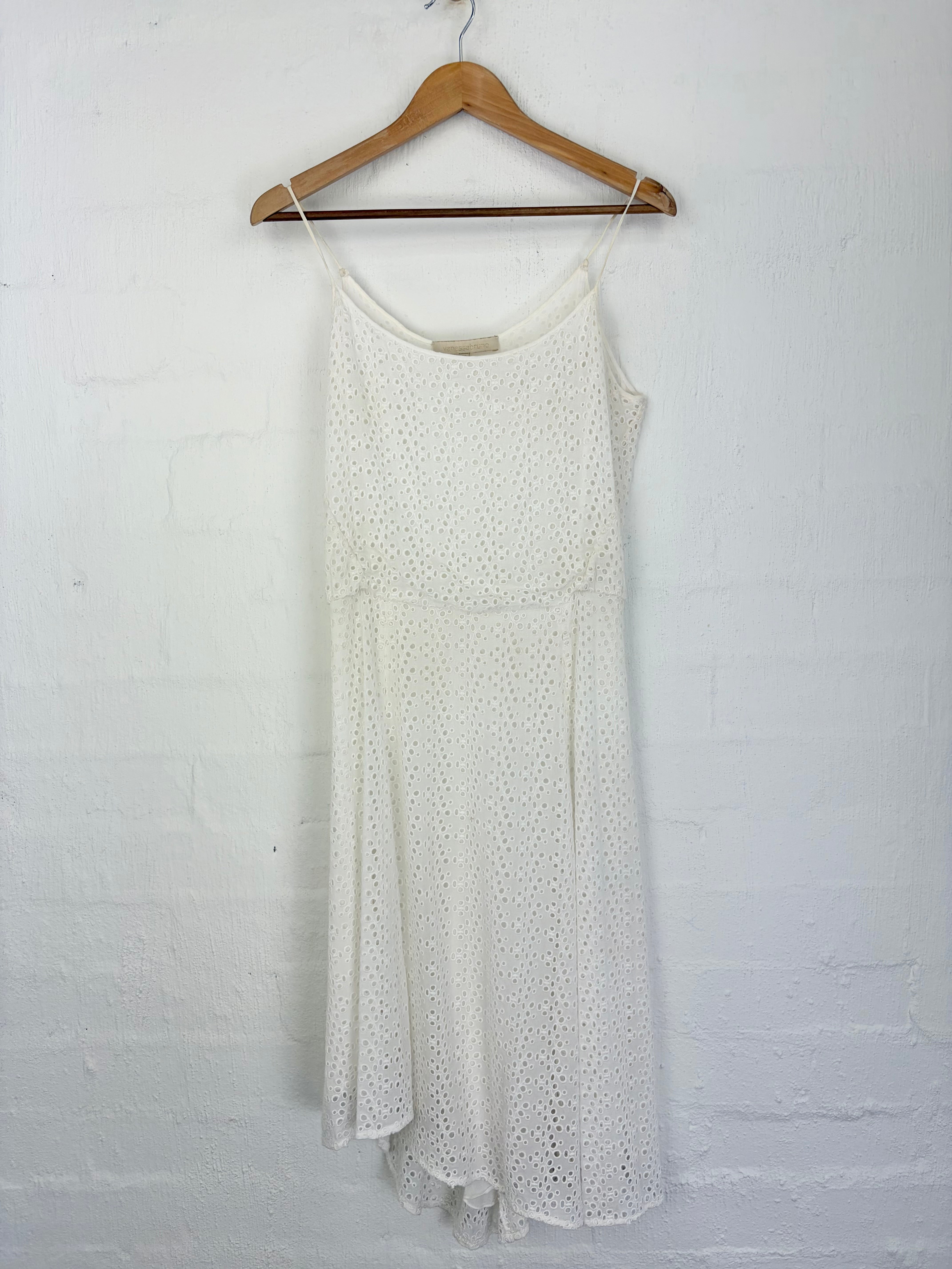Vanessa Bruno White Broderie Anglaise Slip Style Dress - AU8