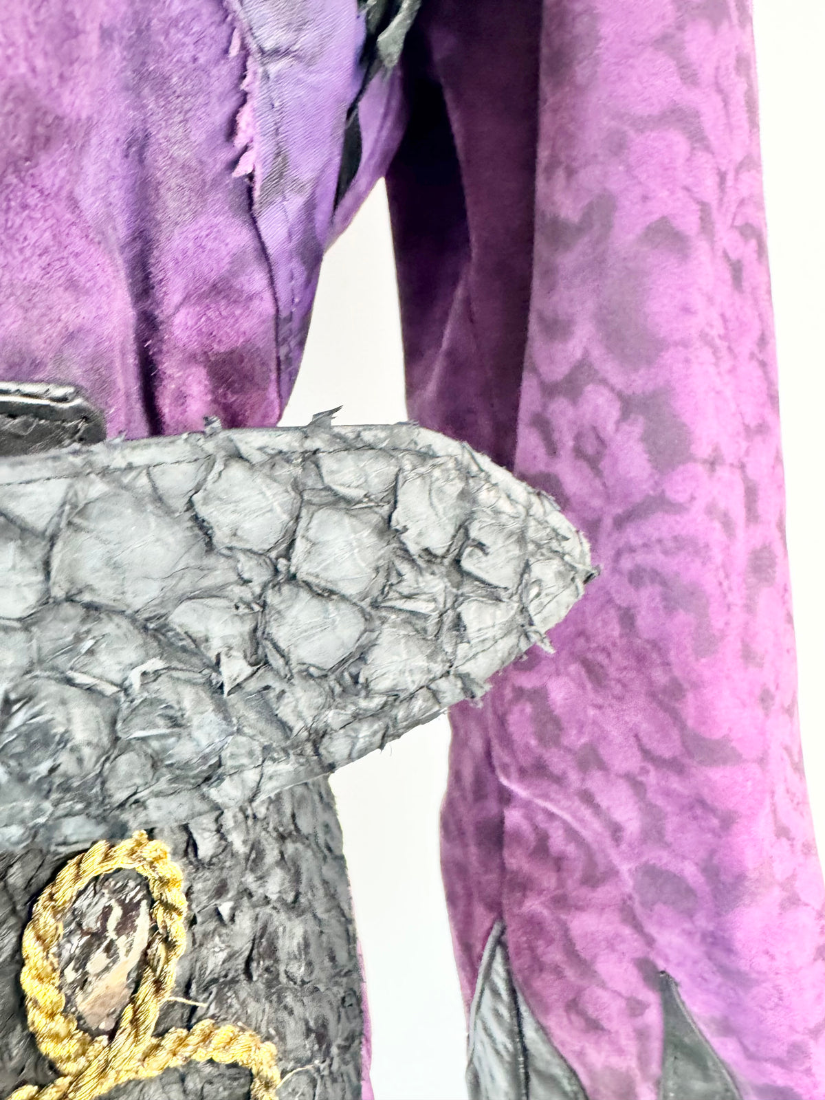 Vintage 80s Rockets & Reptiles Purple & Black Embellished Leather Jacket - AU8/10