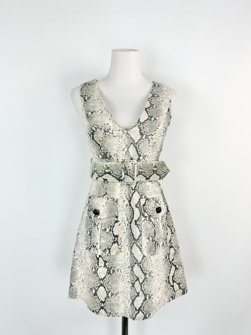 Zimmermann Grey Snakeskin Belted Mini Dress - AU6