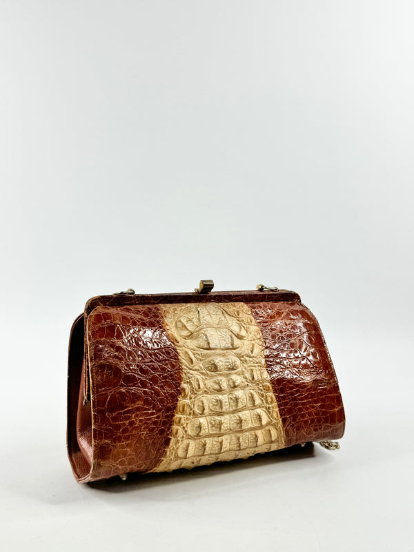 Vintage Han Som Crocodile Leather Handbag