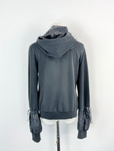 Love Moschino Black Puff Sleeve Black Zippered Hoodie - AU10