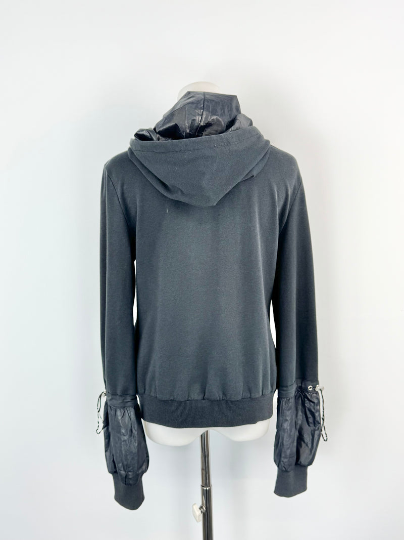 Love Moschino Black Puff Sleeve Black Zippered Hoodie - AU10