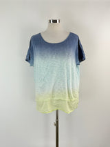 DKNY Jeans Two-Tone Blue Wash Crop Top - AU12/14