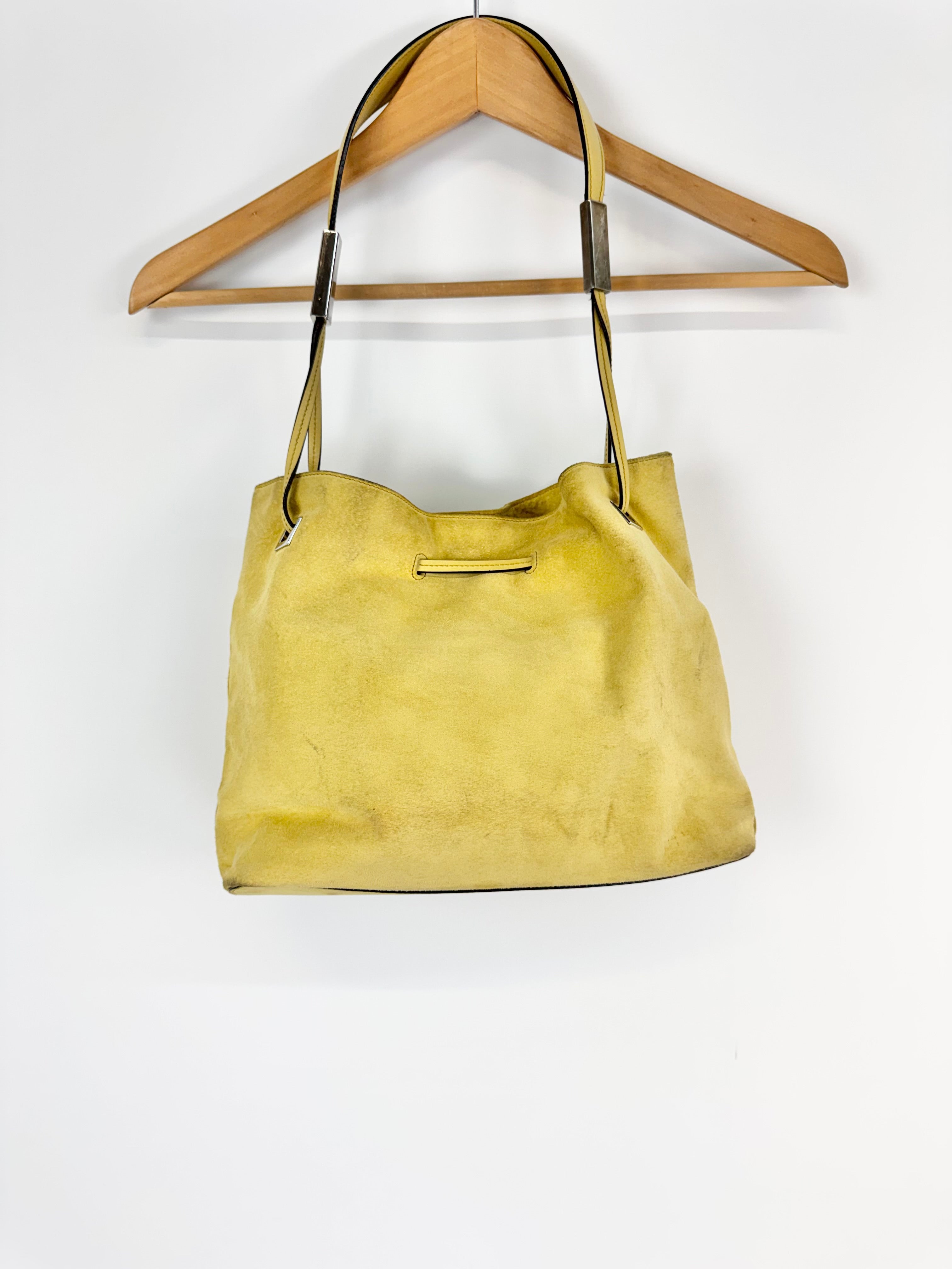 Vintage Bally 'Cladria' Butter Yellow Suede Shoulder Bag