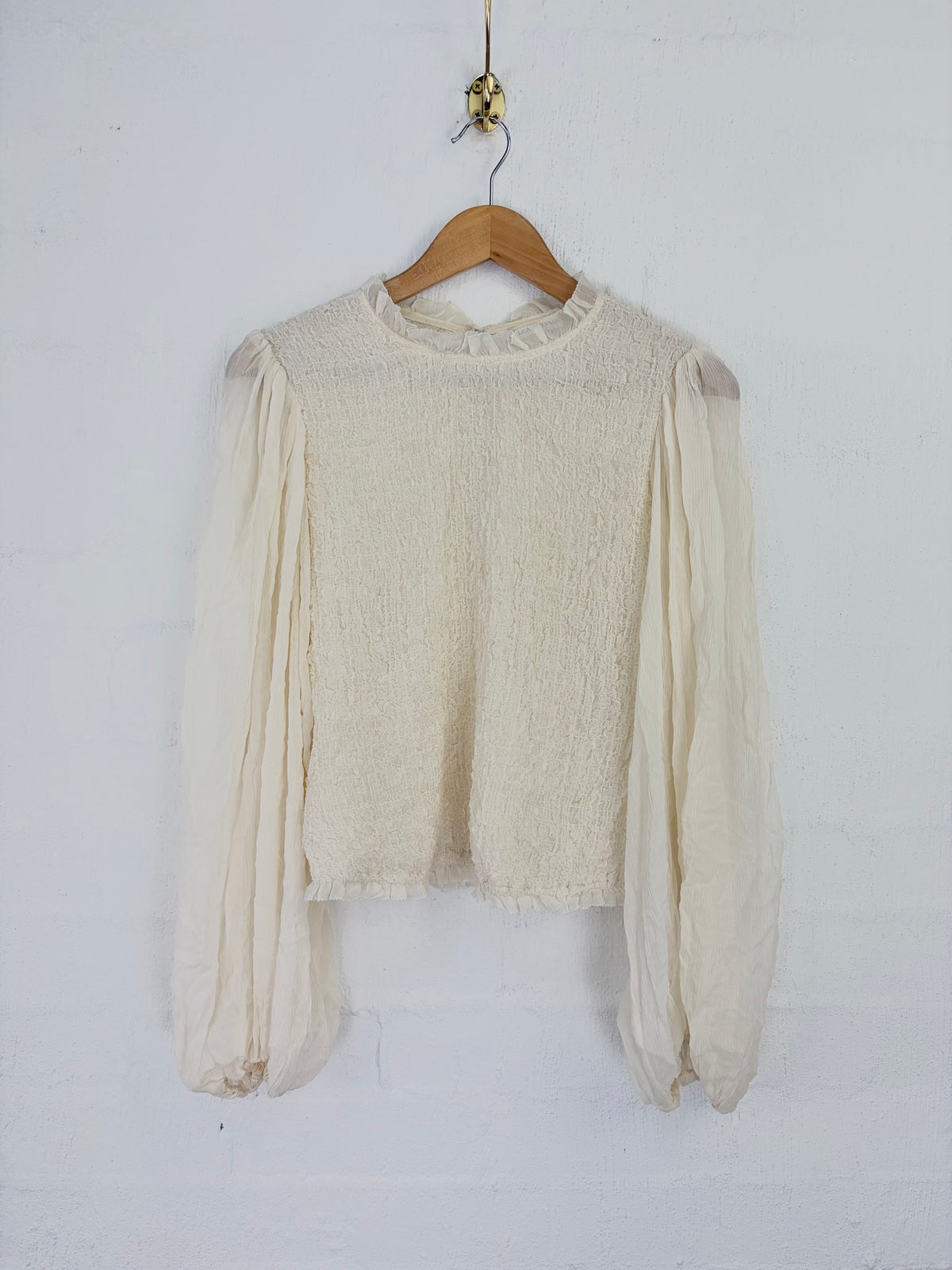 Ulla Johnson Ruffled Texture Puff Sleeve Silk Blouse - AU8