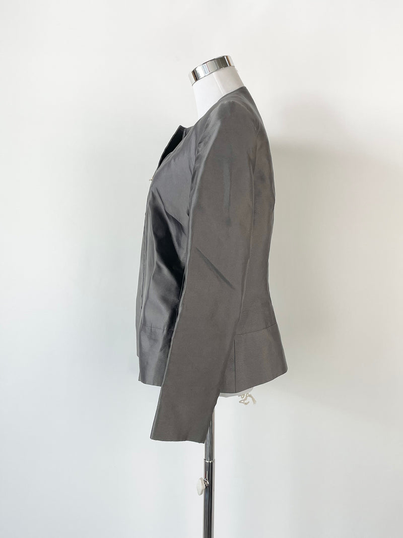 Amanda Wakeley Stone Grey Satin Silk Jacket - M