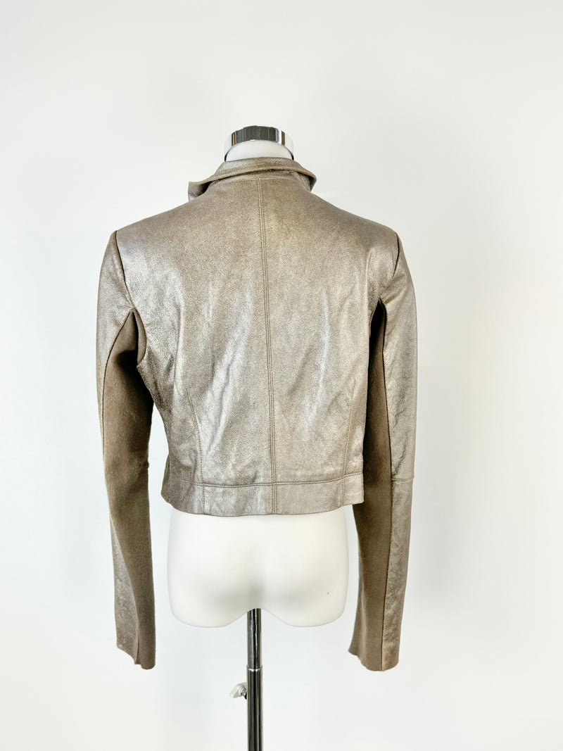 Husk Frosted Taupe Lamb Leather Jacket - AU8/10