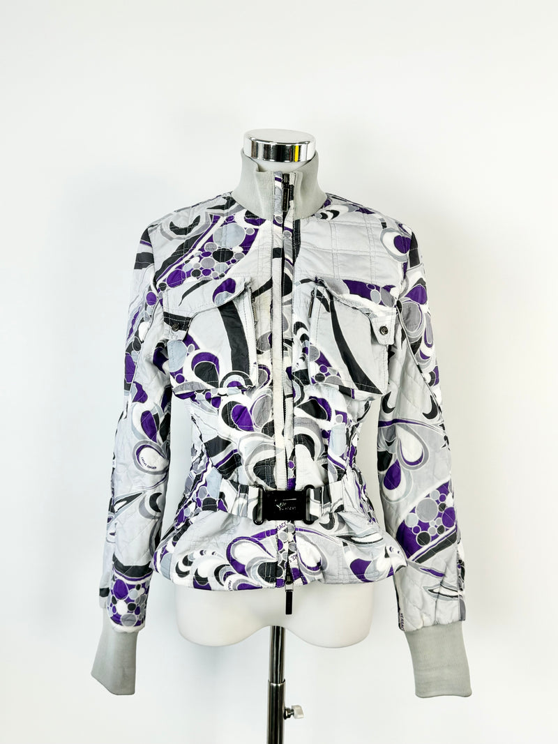 Vintage 90s Versace Sport Grey & Purple Ski Jacket - AU10