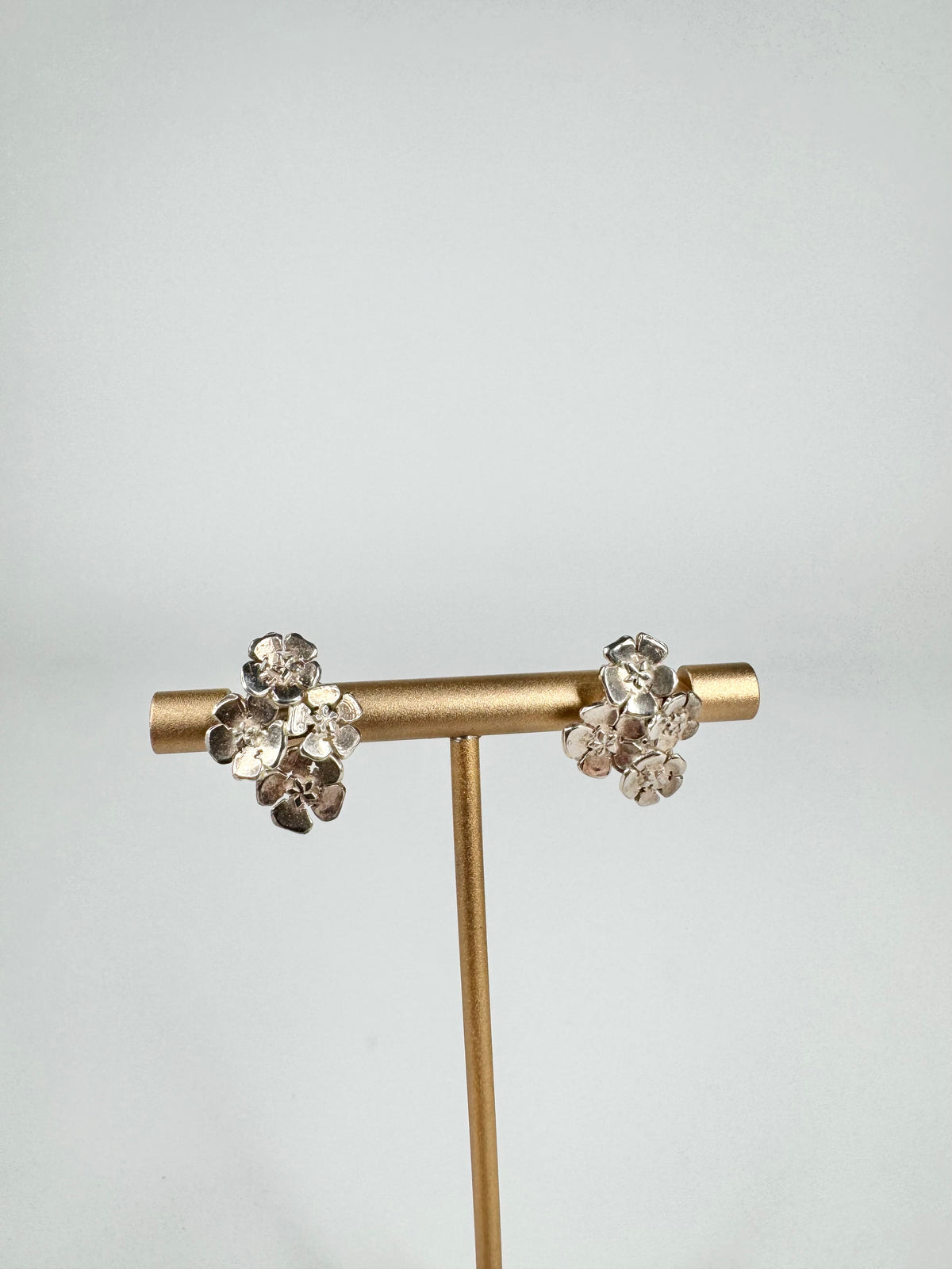 Silver Floral Bouquet Stud Earrings