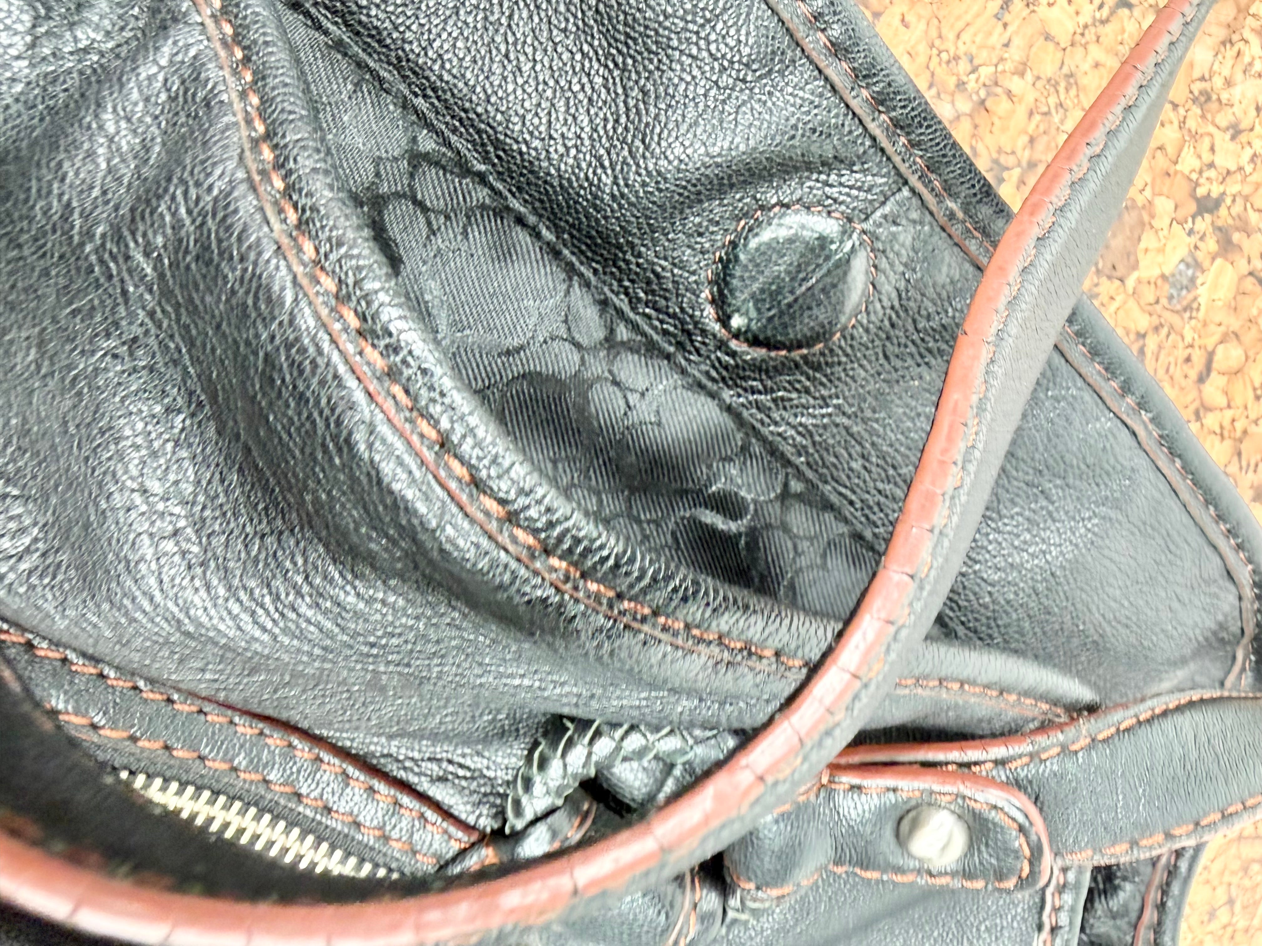 Sabrina Scala Black with Red Trim Hobo Bag