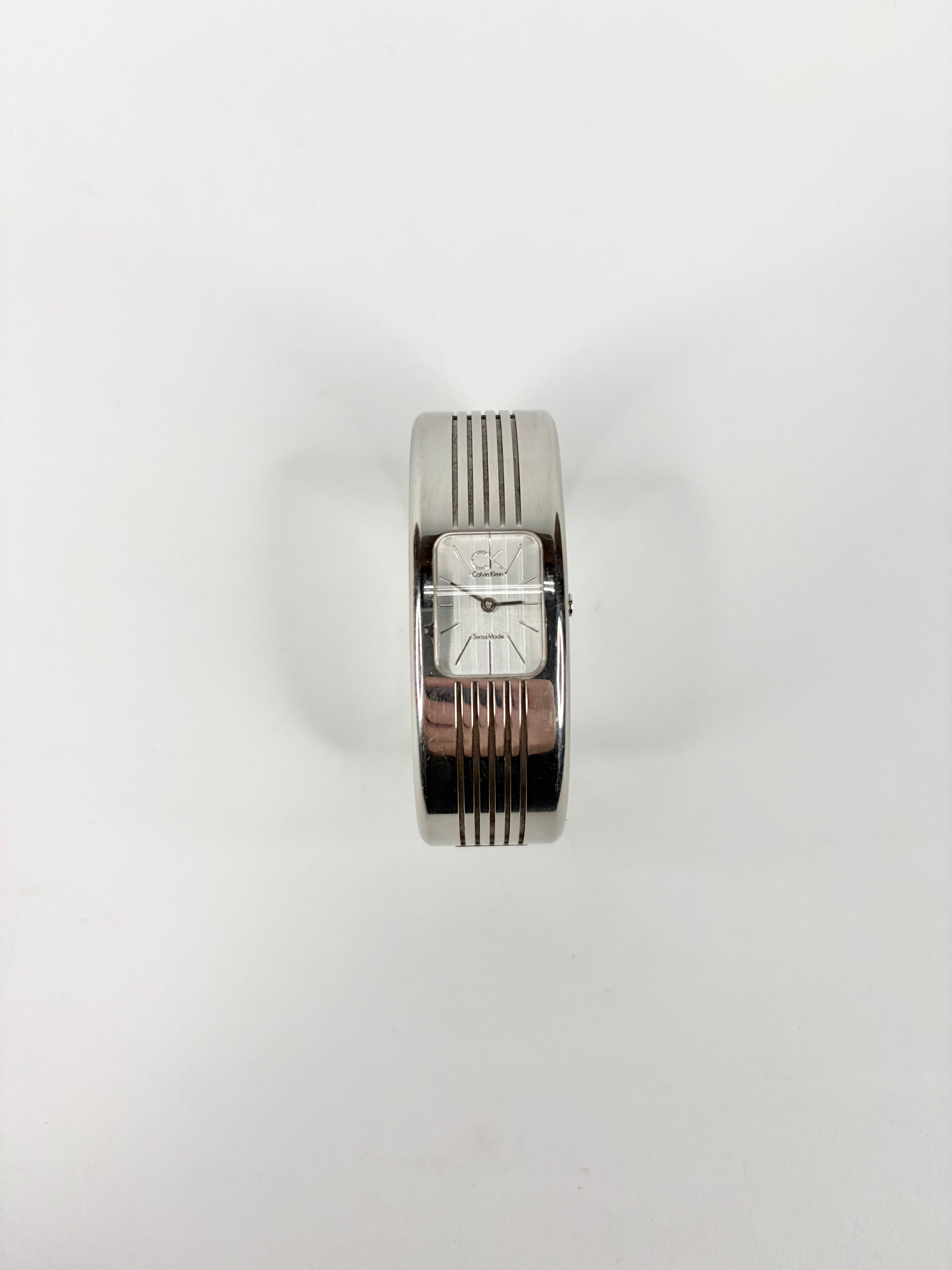 Calvin Klein Swiss Made Silver Tone Bangle Watch