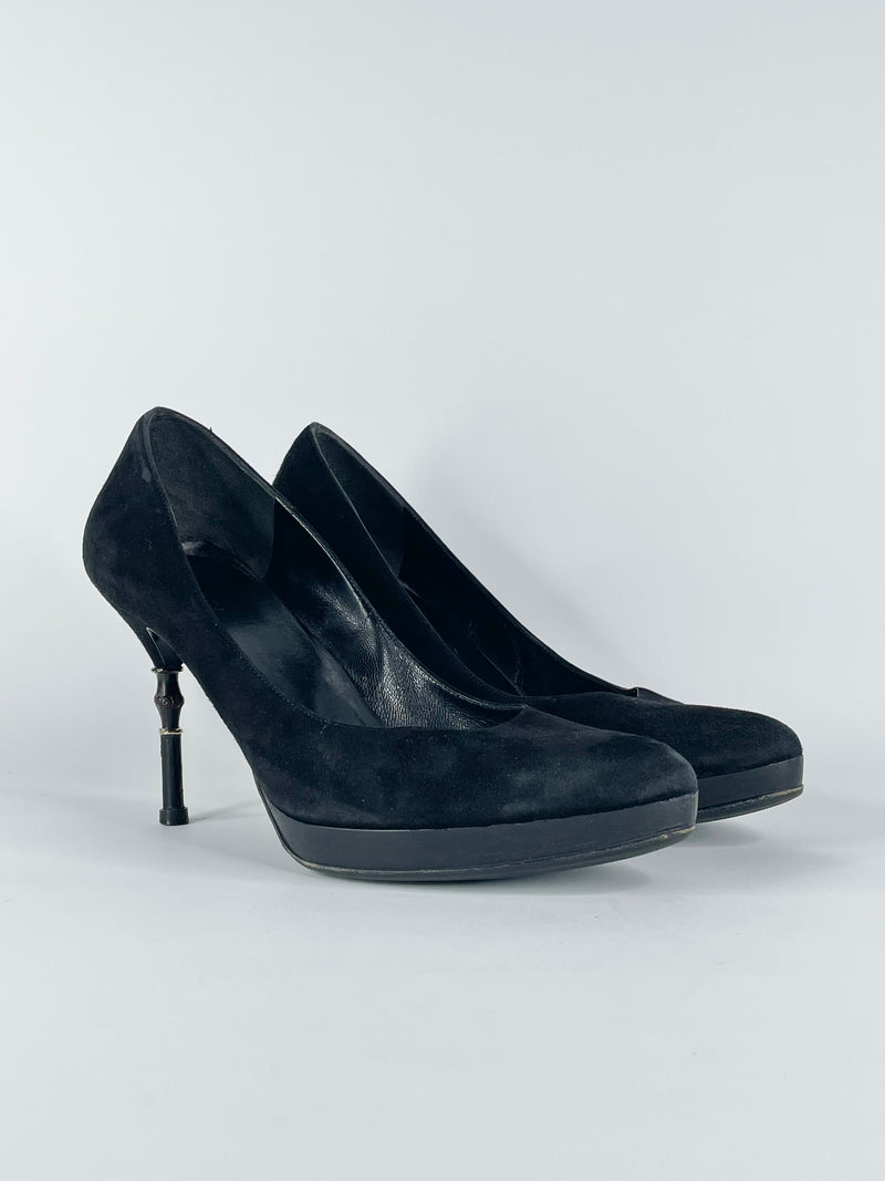 Gucci Black Suede 'Malaga' Pumps - EU41