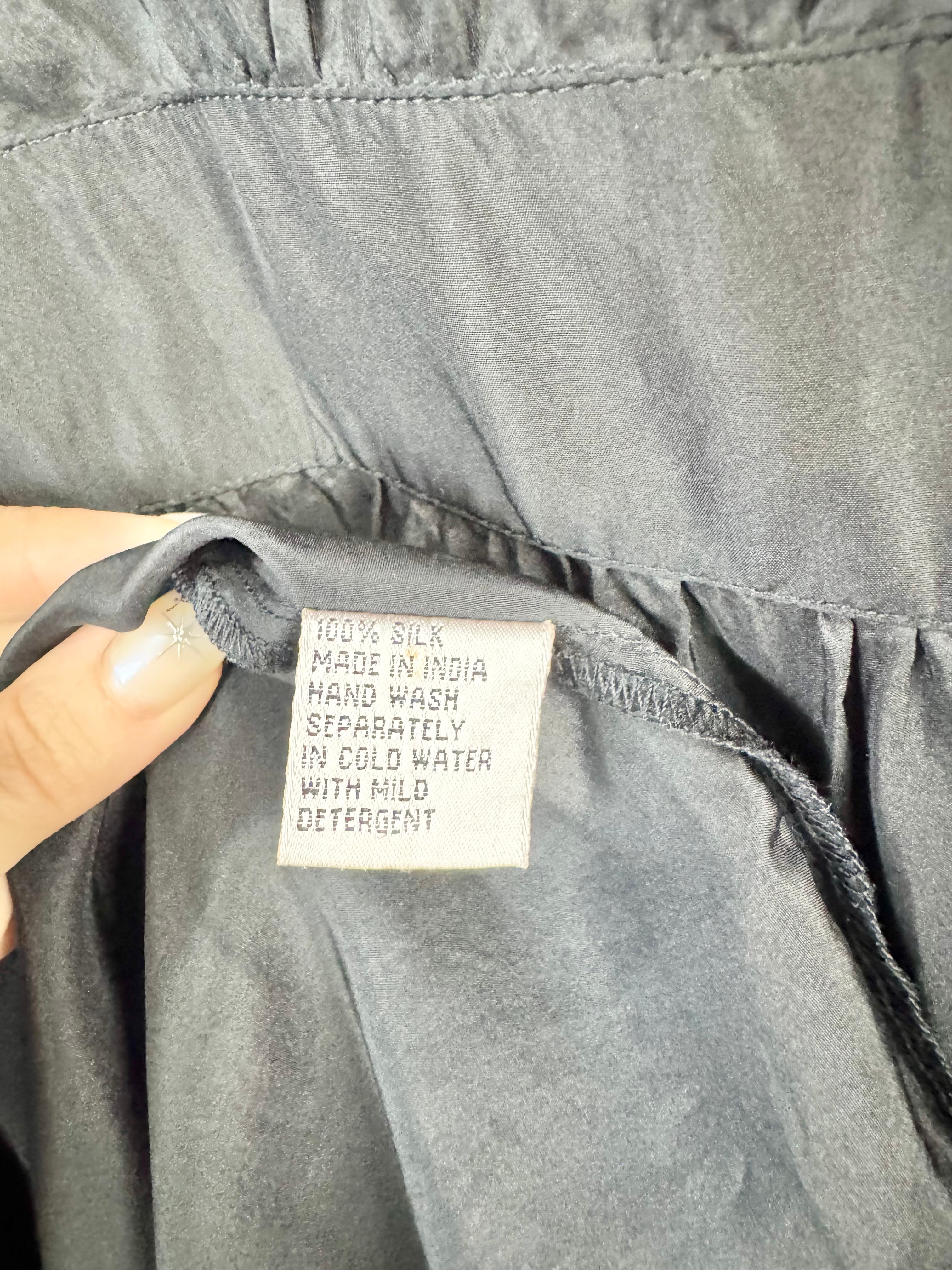 Fleur Wood Black Silk Batwing Dress - AU12