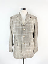 Etro Milano Grey & Blue Plaid Blue Cashmere Blazer - 50