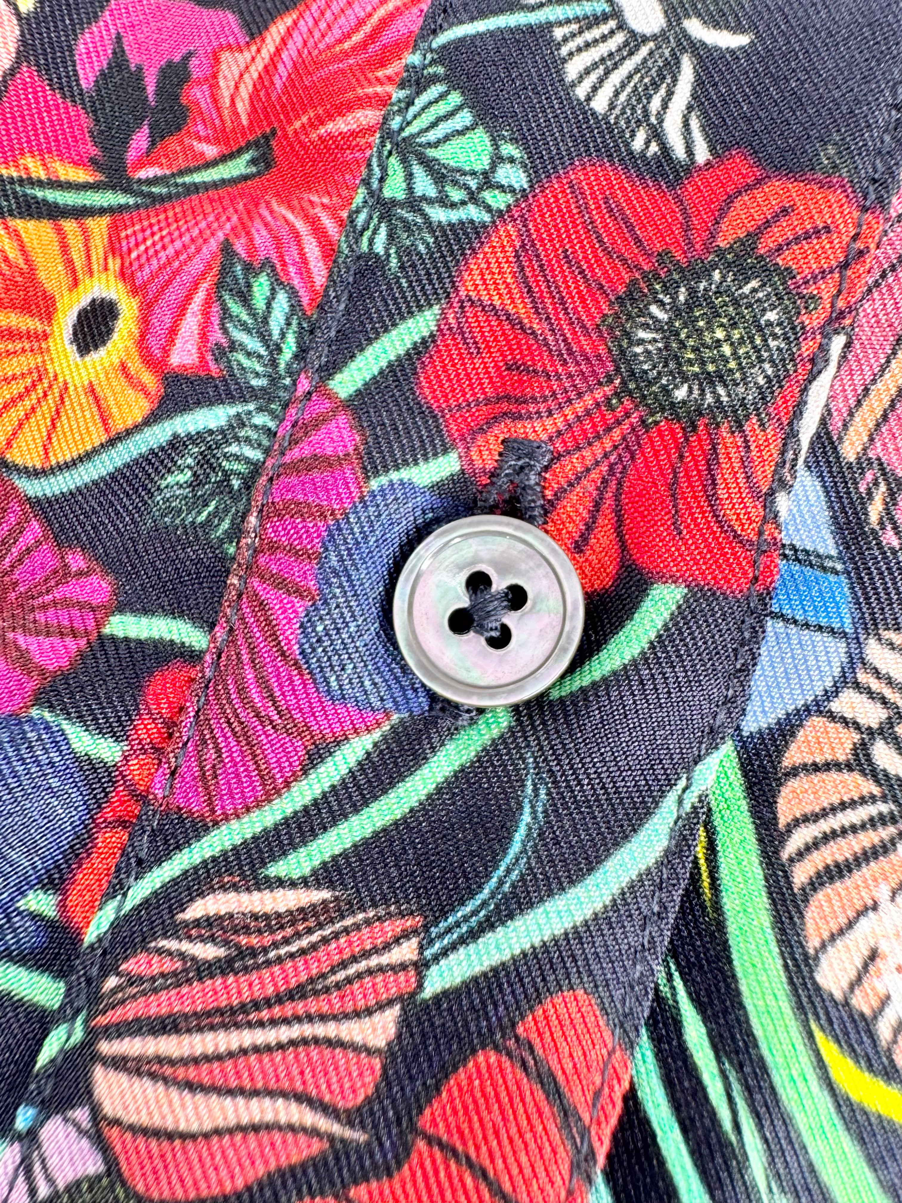 Paul Smith Retro Poppy Patterned Silk Shirt Dress - AU12/14