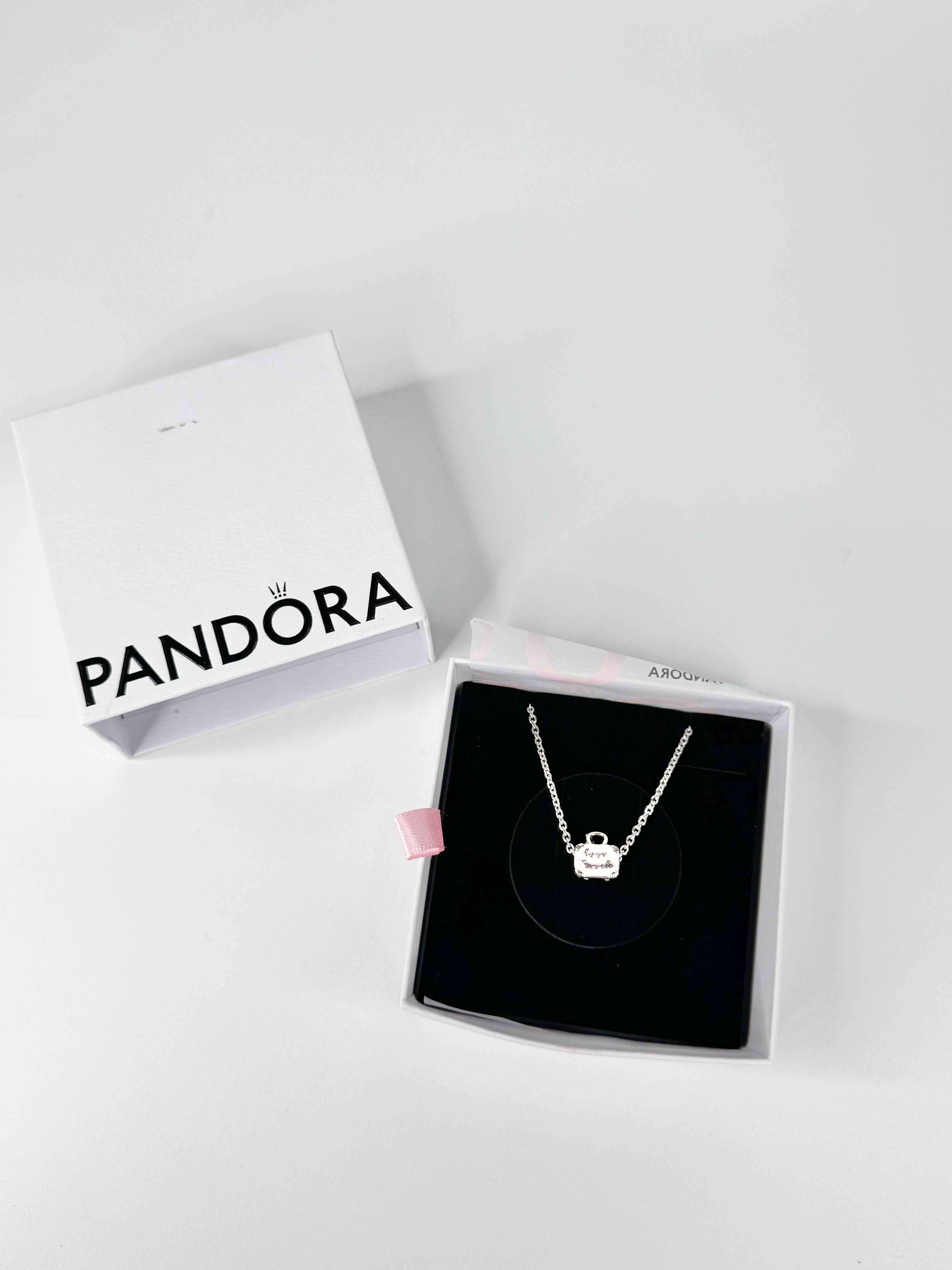 Pandora Pink Travel Charm on Necklace