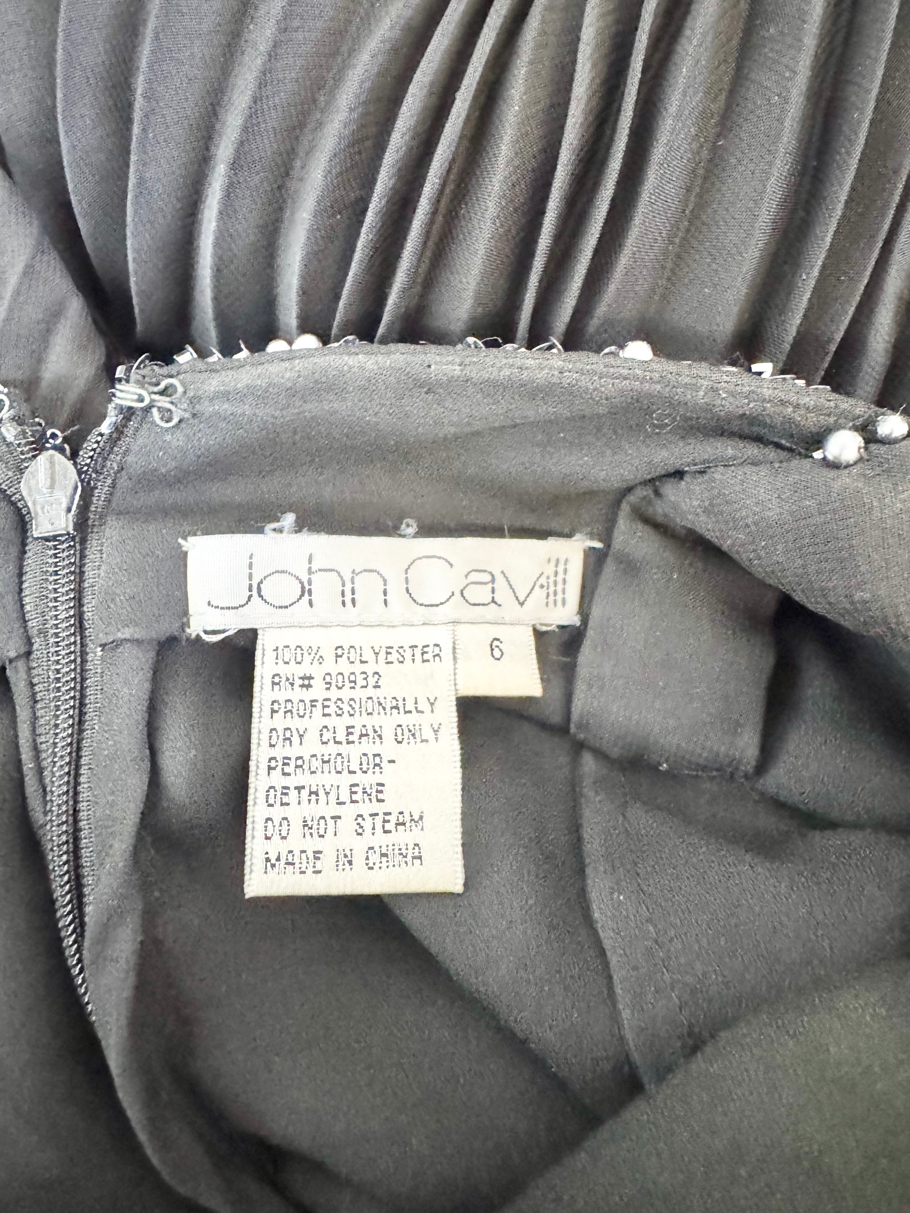 John Cavill Black Beaded & Pleated Cocktail Dress - AU8/10
