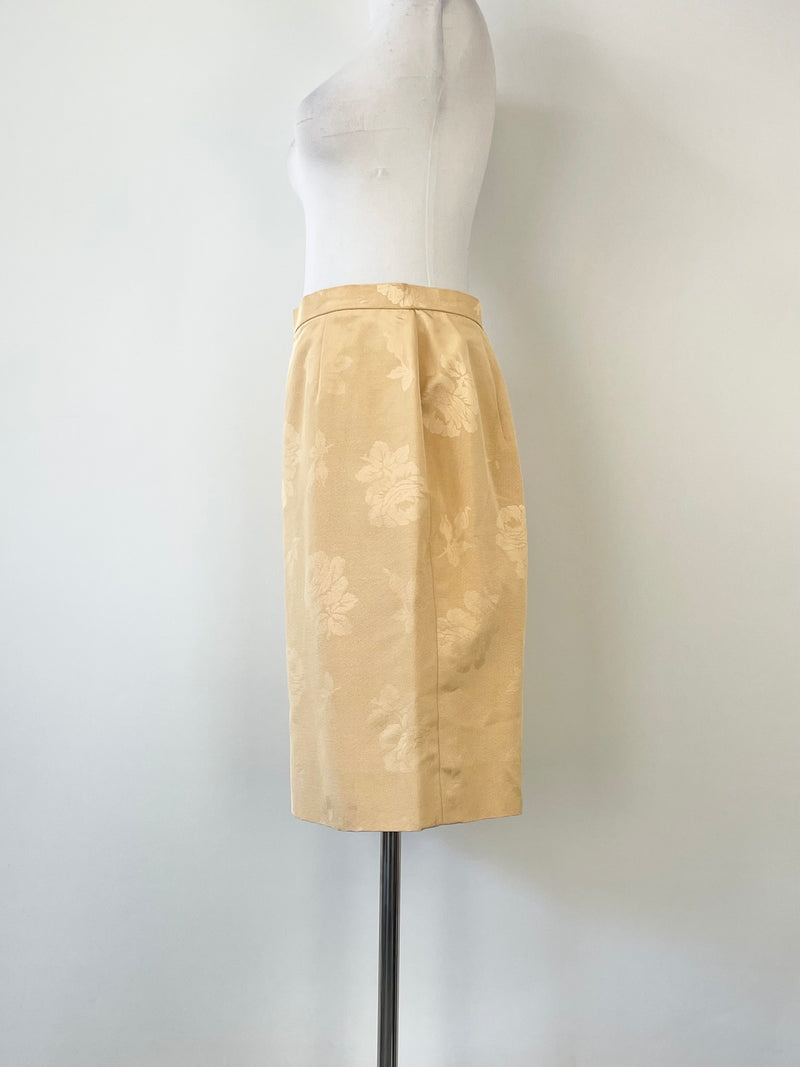 Vintage 80s Givenchy Couture Beige Came Midi Skirt - AU8