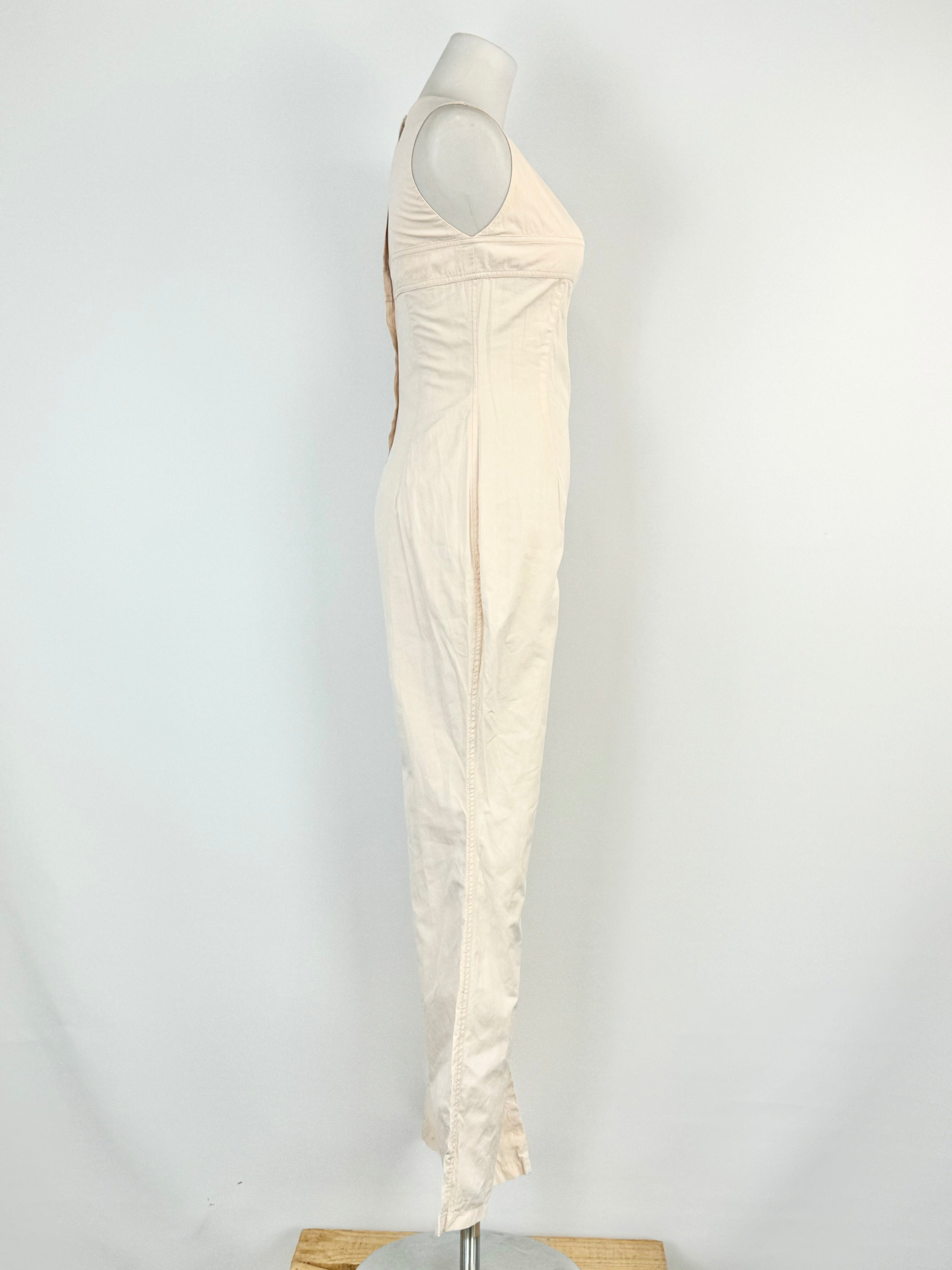 Vintage 2002 Chanel Apricot Pastel Sleeveless Cotton & Silk Jumpsuit - AU6/8