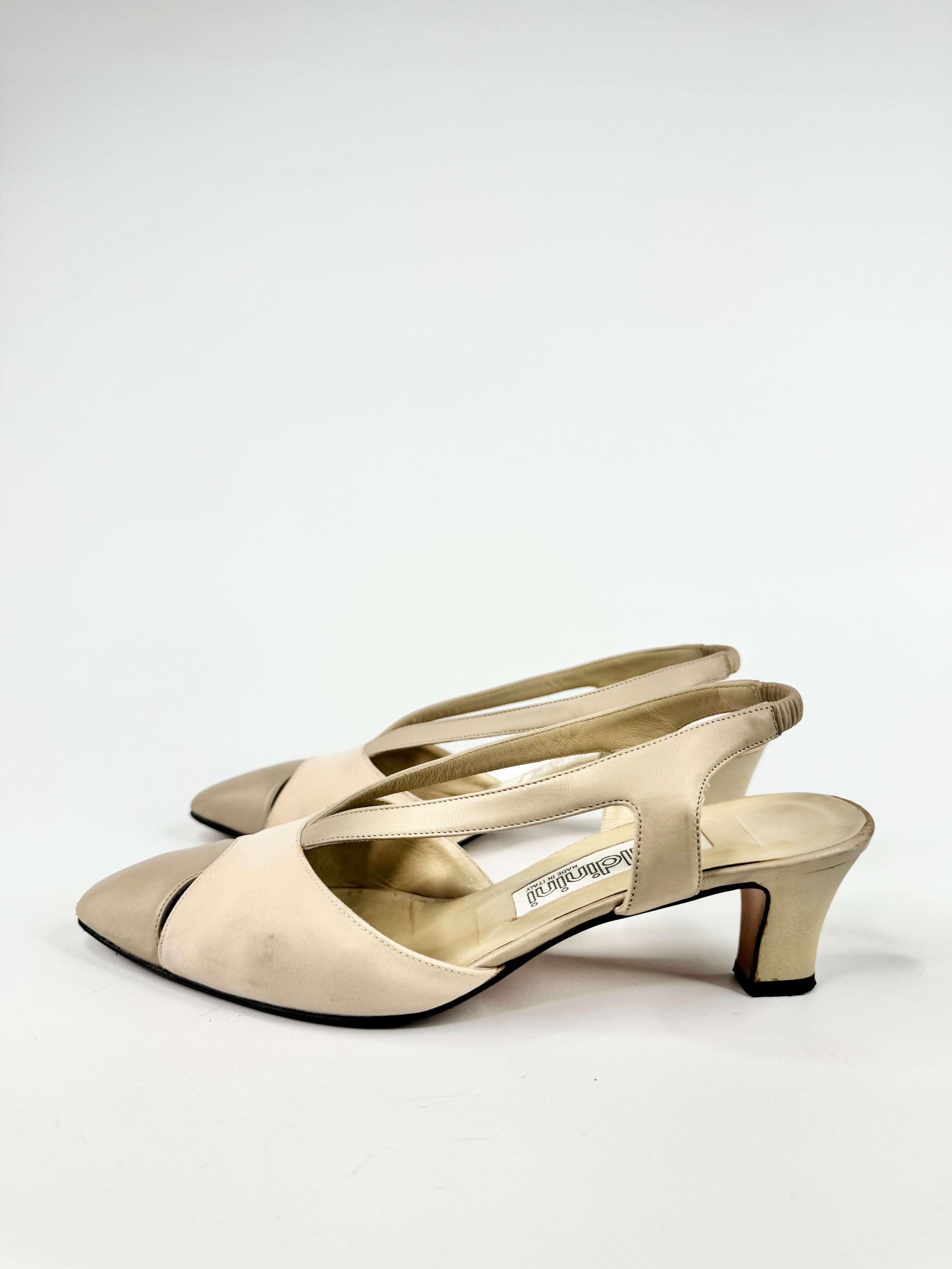 Vintage Baldinini Cream & Taupe Sling Backs - EU37