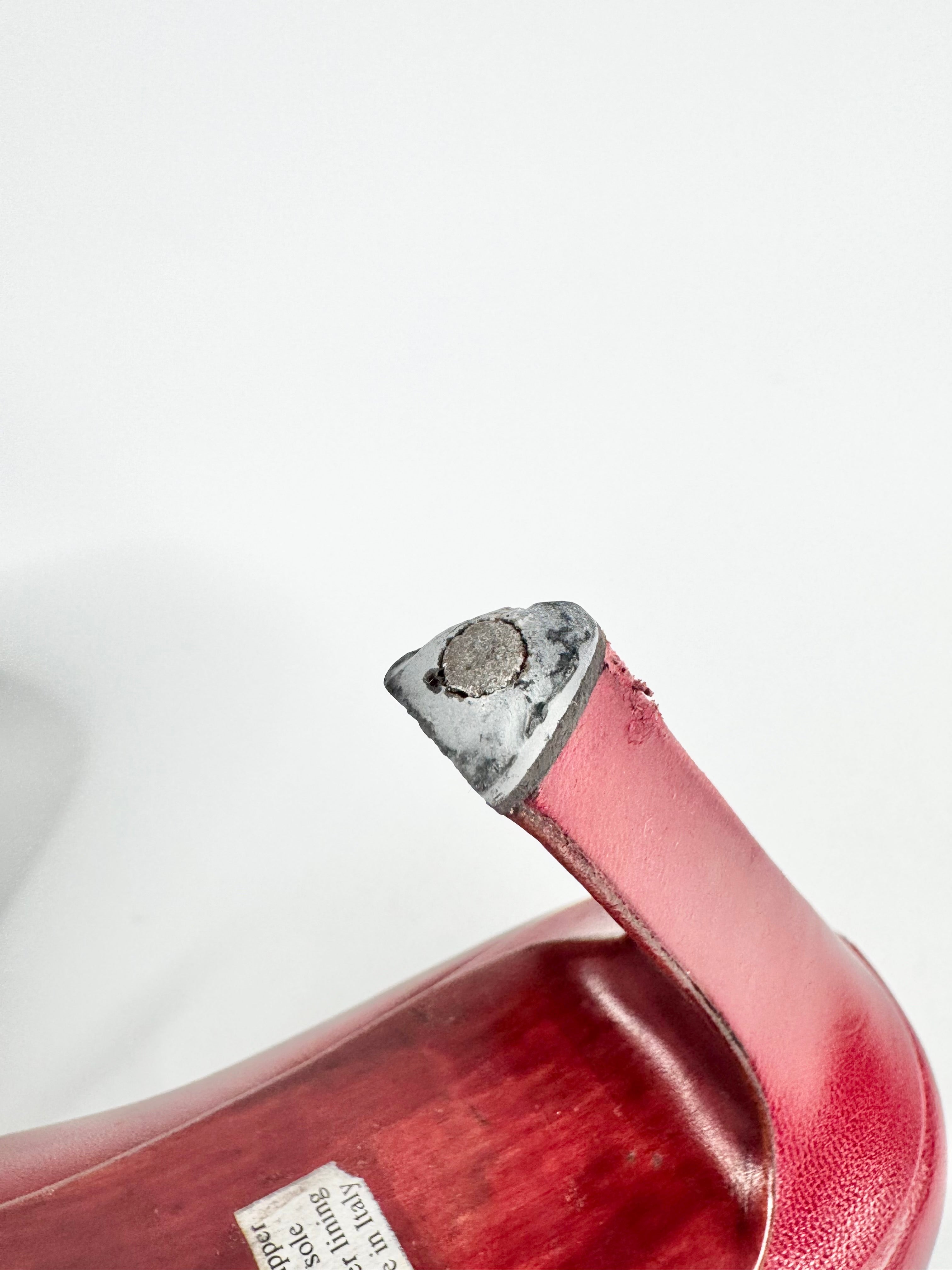 Michal Perry Cherry Red Leather Stiletto Boots - EU41.5