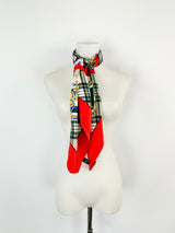 Pringle Cream, Crimson & Tartan Silk Scarf
