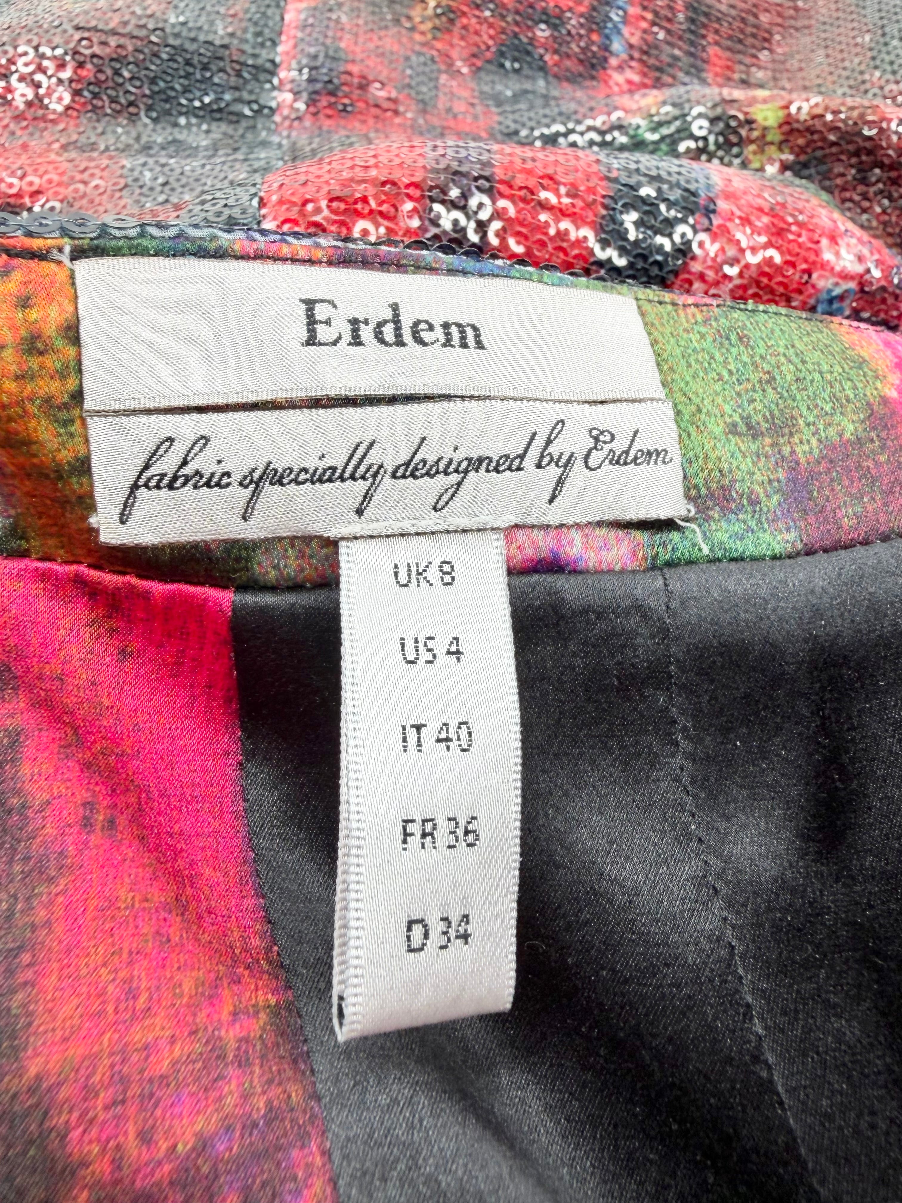 Erdem Dark Abstract Patterned Sequined Silk Maxi Skirt - AU8