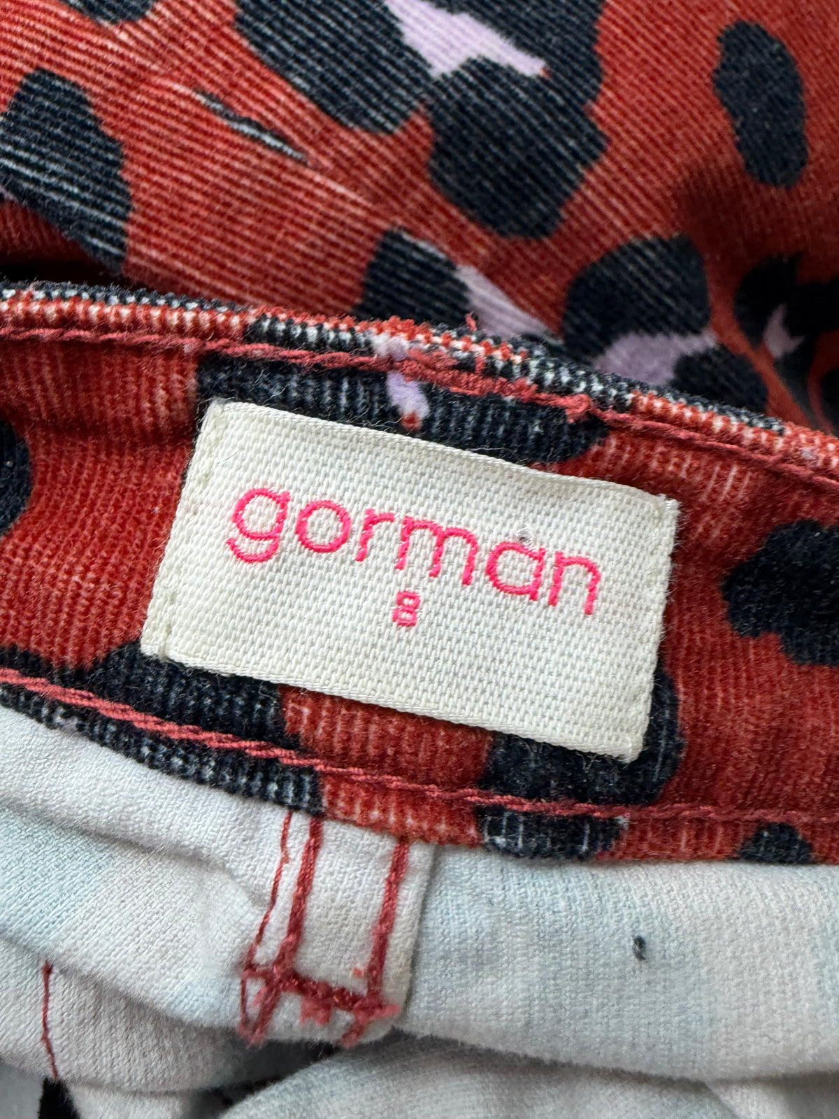 Gorman Dark Orange Leopard Print Corduroy Trousers - AU8