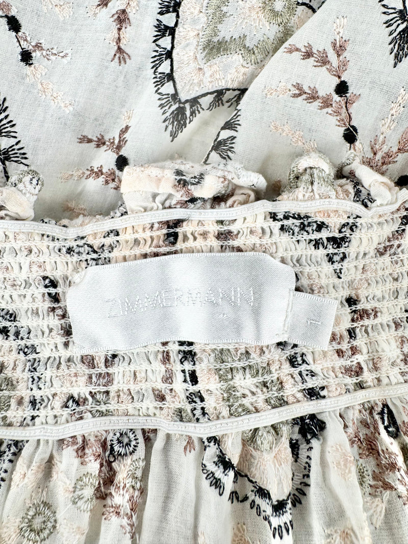 Zimmermann White Embroidered Peasant Top - AU8/10