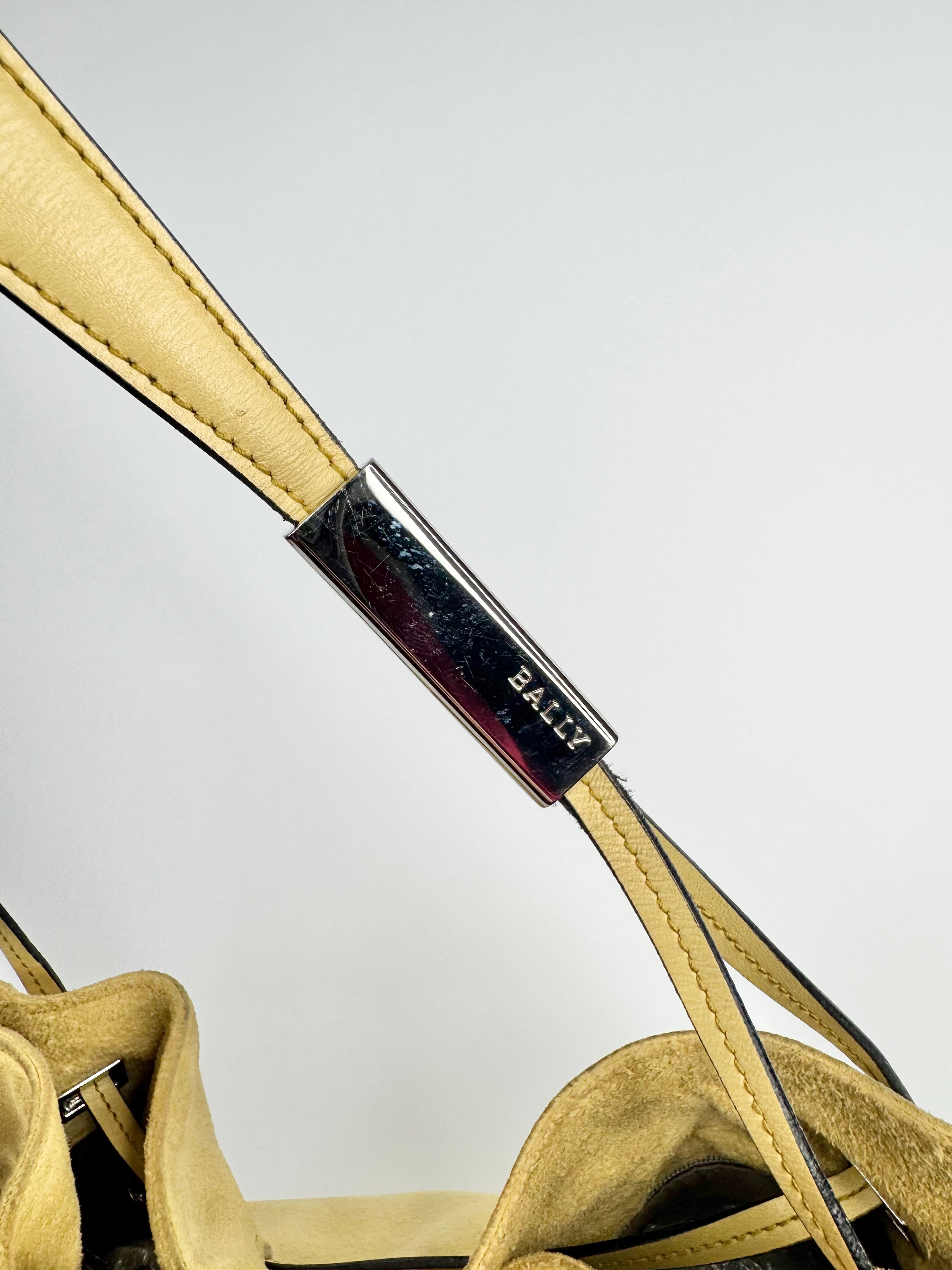 Vintage Bally 'Cladria' Butter Yellow Suede Shoulder Bag