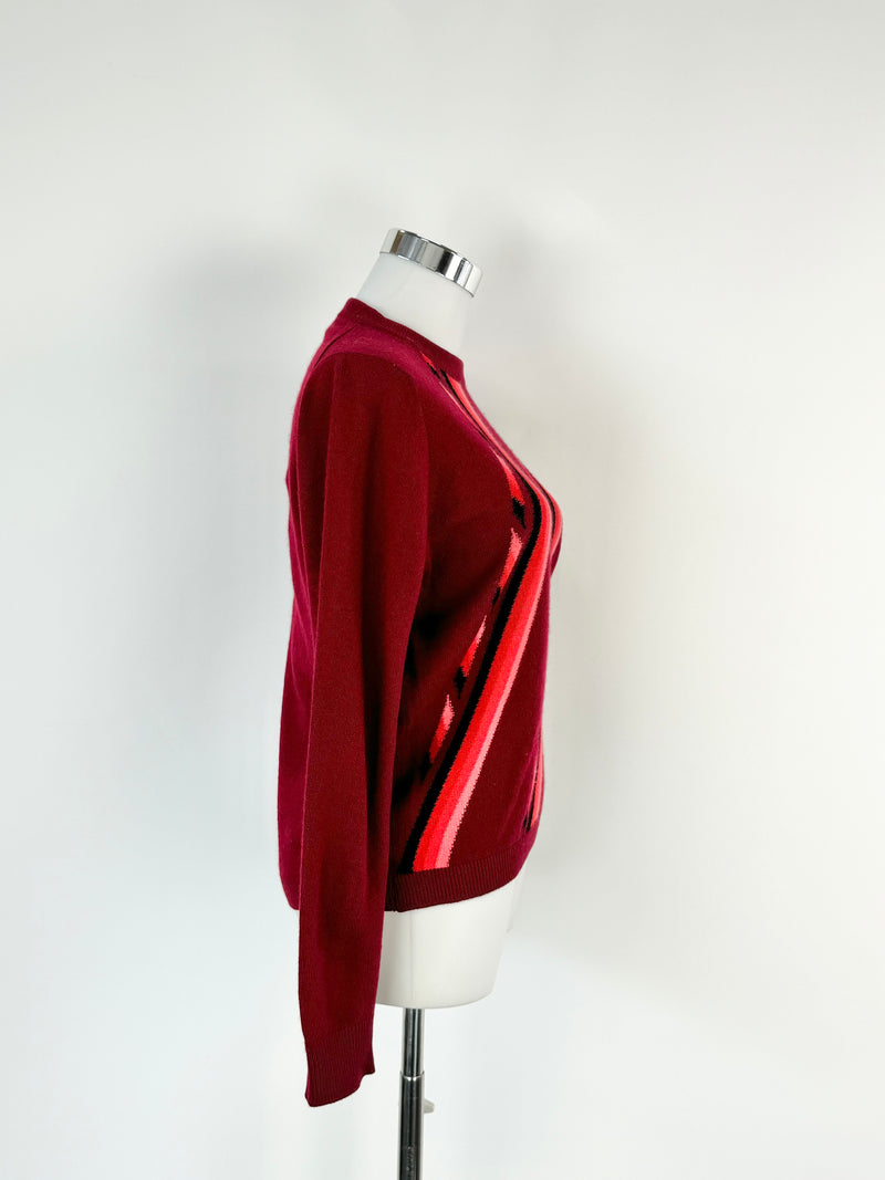 Vintage Ballantyne Carmine Red Cashmere Jumper - AU8/10