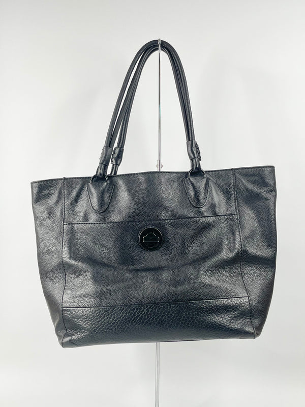 Mimco Black Grained Leather Tote Bag