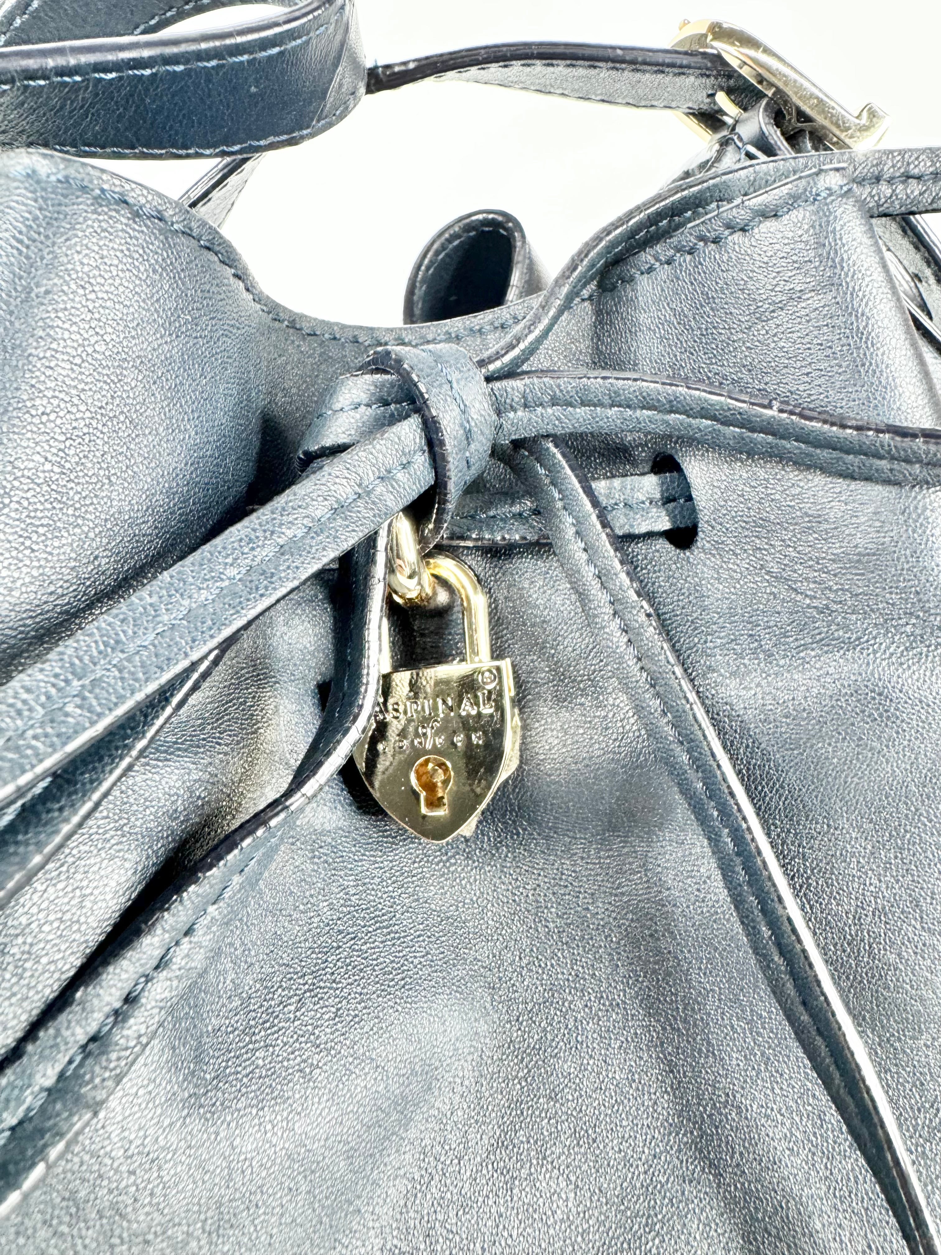 Aspinal of London Navy Blue Drawstring Handbag