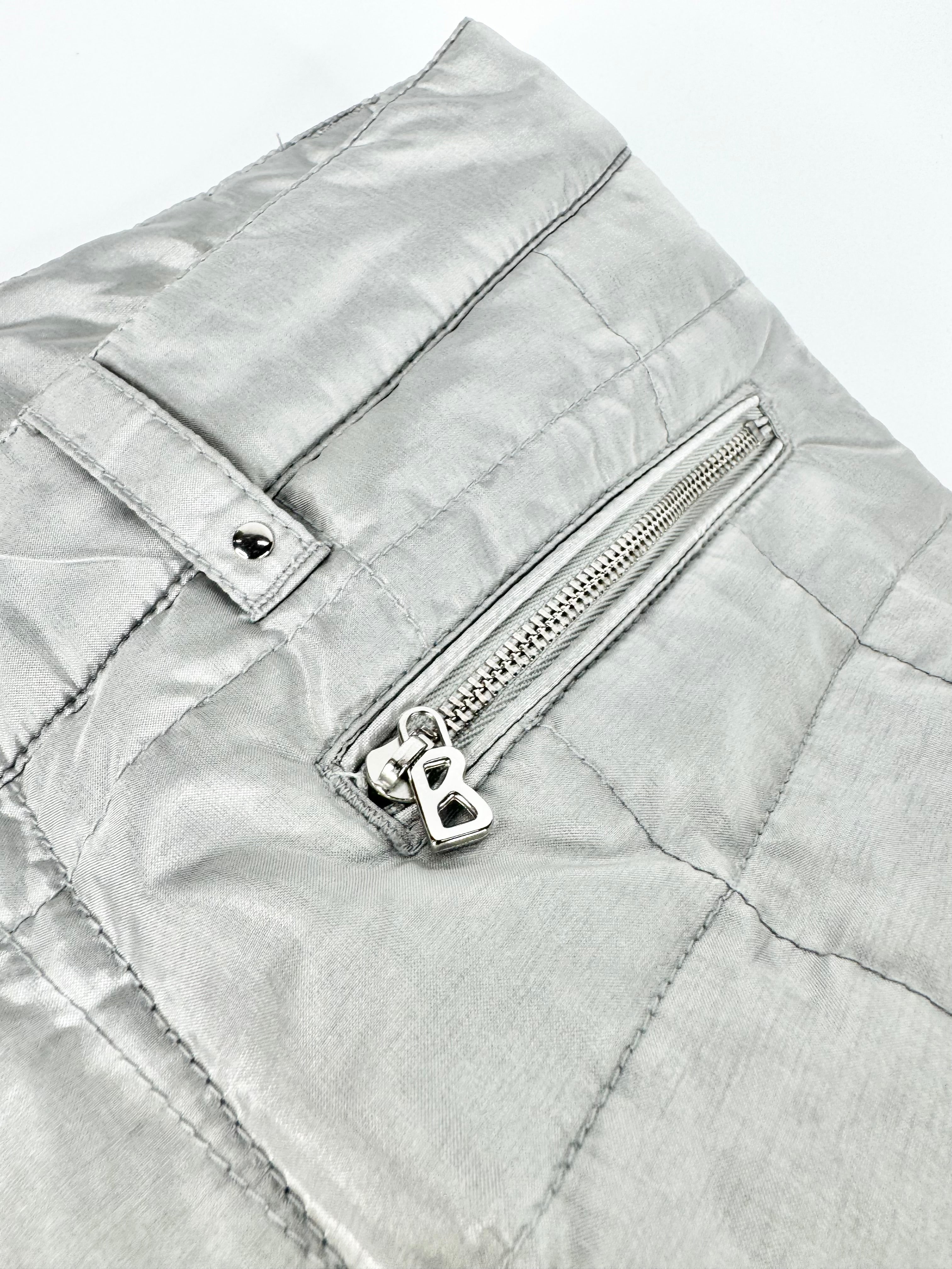 Bogner Metallic Silver Grid Quilted Slacks - AU10