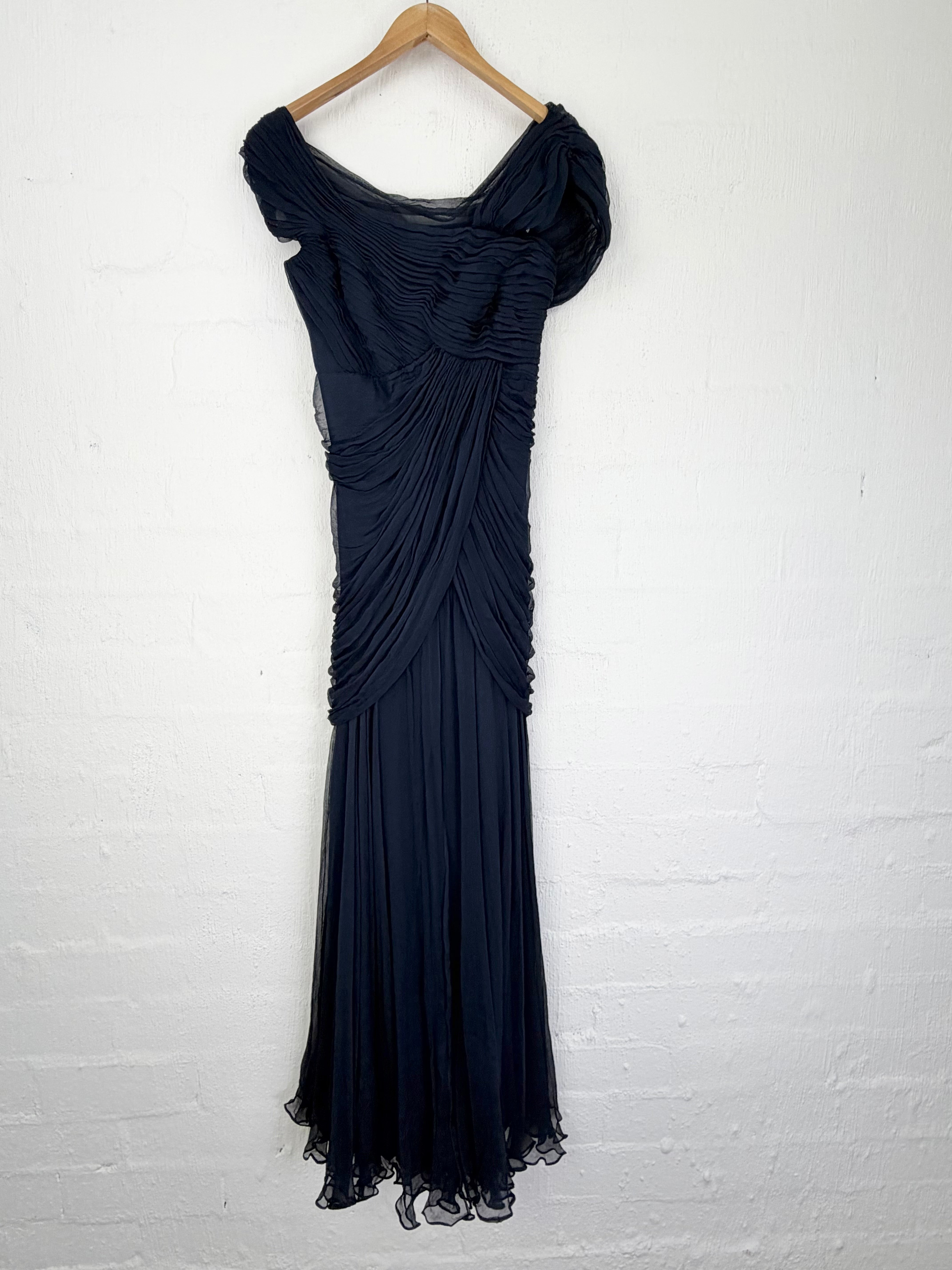 Tadashi Shoji Midnight Navy Draped Gown - AU6/8