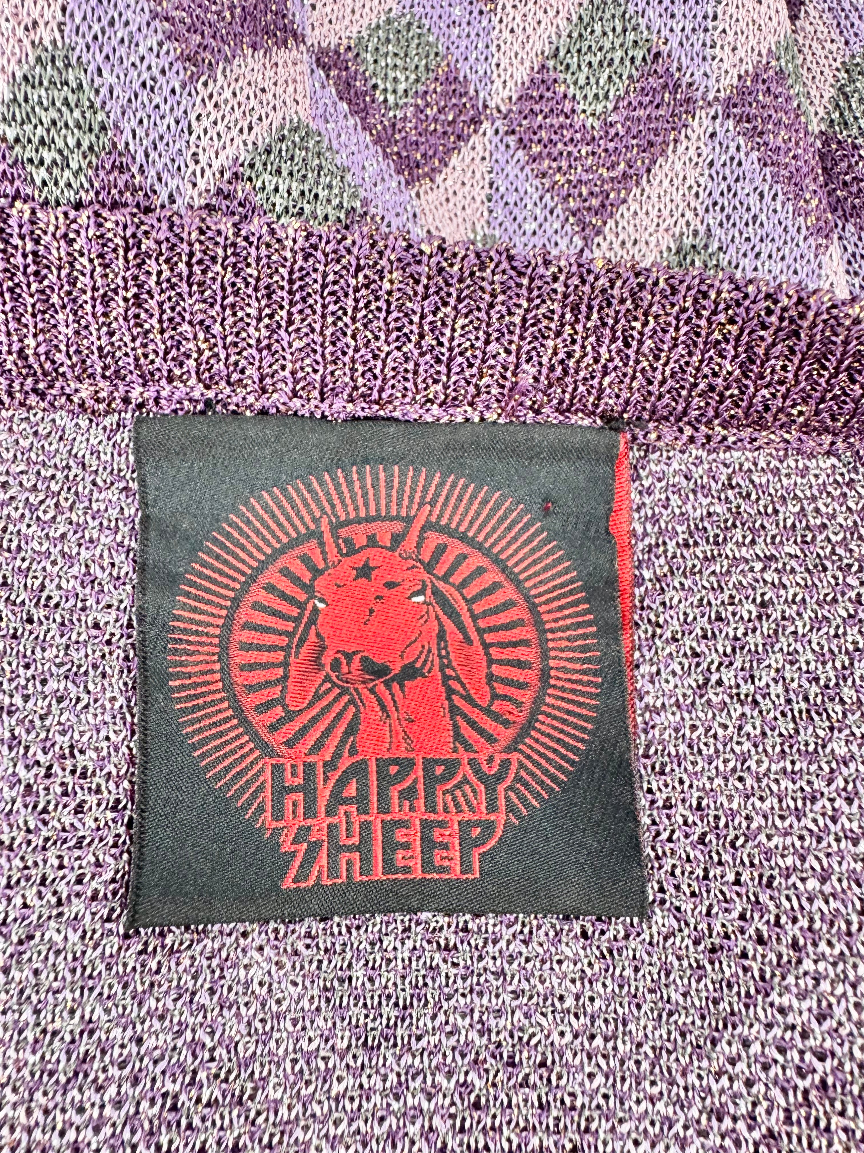 Happy Sheep Purple Metallic Diamond Pattern Cardigan - AU16