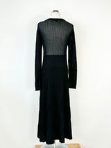 Bimba y Lola Black Metallic Pleated Knit Long Sleeve Dress - AU10