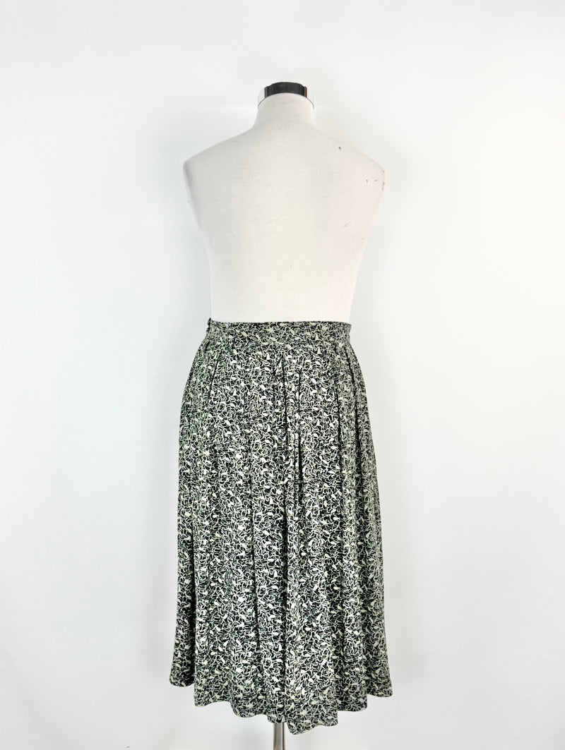 Vintage Karl Lagerfeld Floral Polyester Pleated Skirt - AU10
