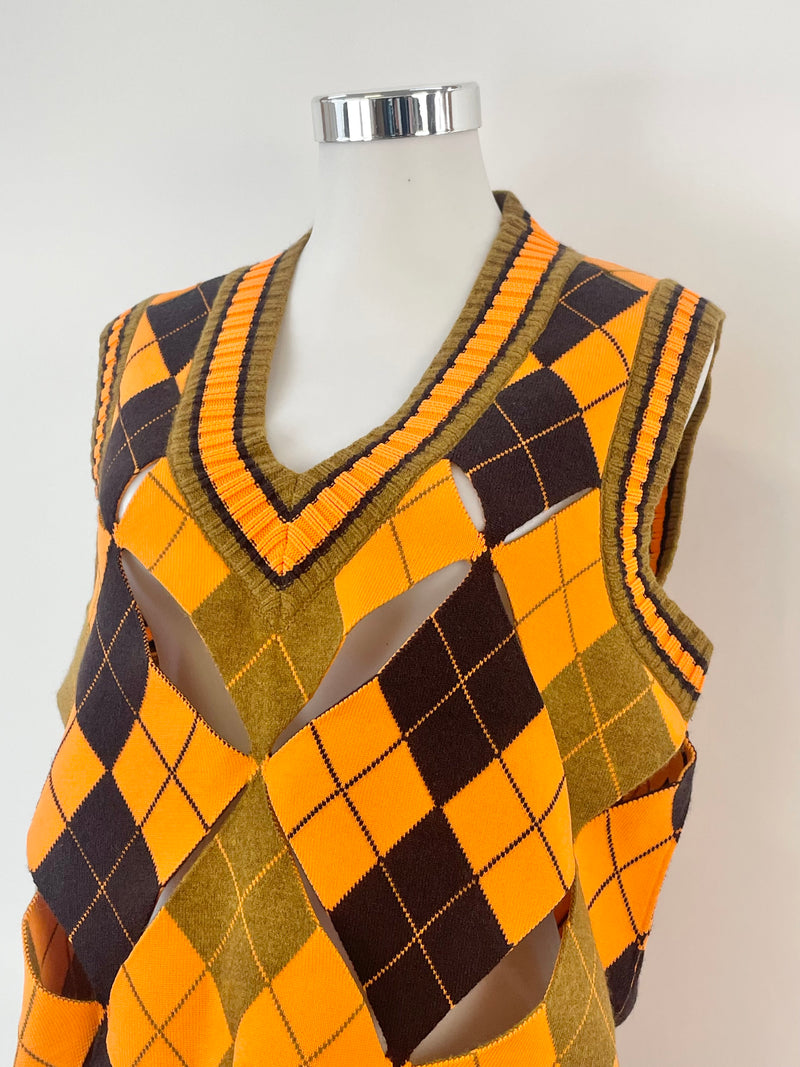 Burberry Mackenzie Argyle Wool-Blend Sweater Vest - AU8/10